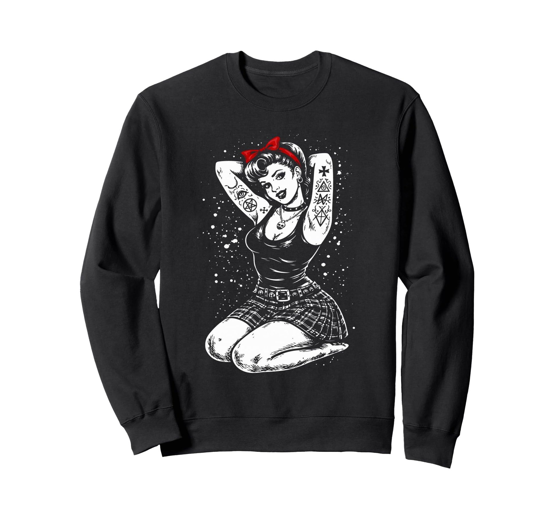 Pinup Pop Art Tattoo Model Sweatshirt - Minimalist Print for Adults - T-Shirt, Sweatshirt, Hoodie