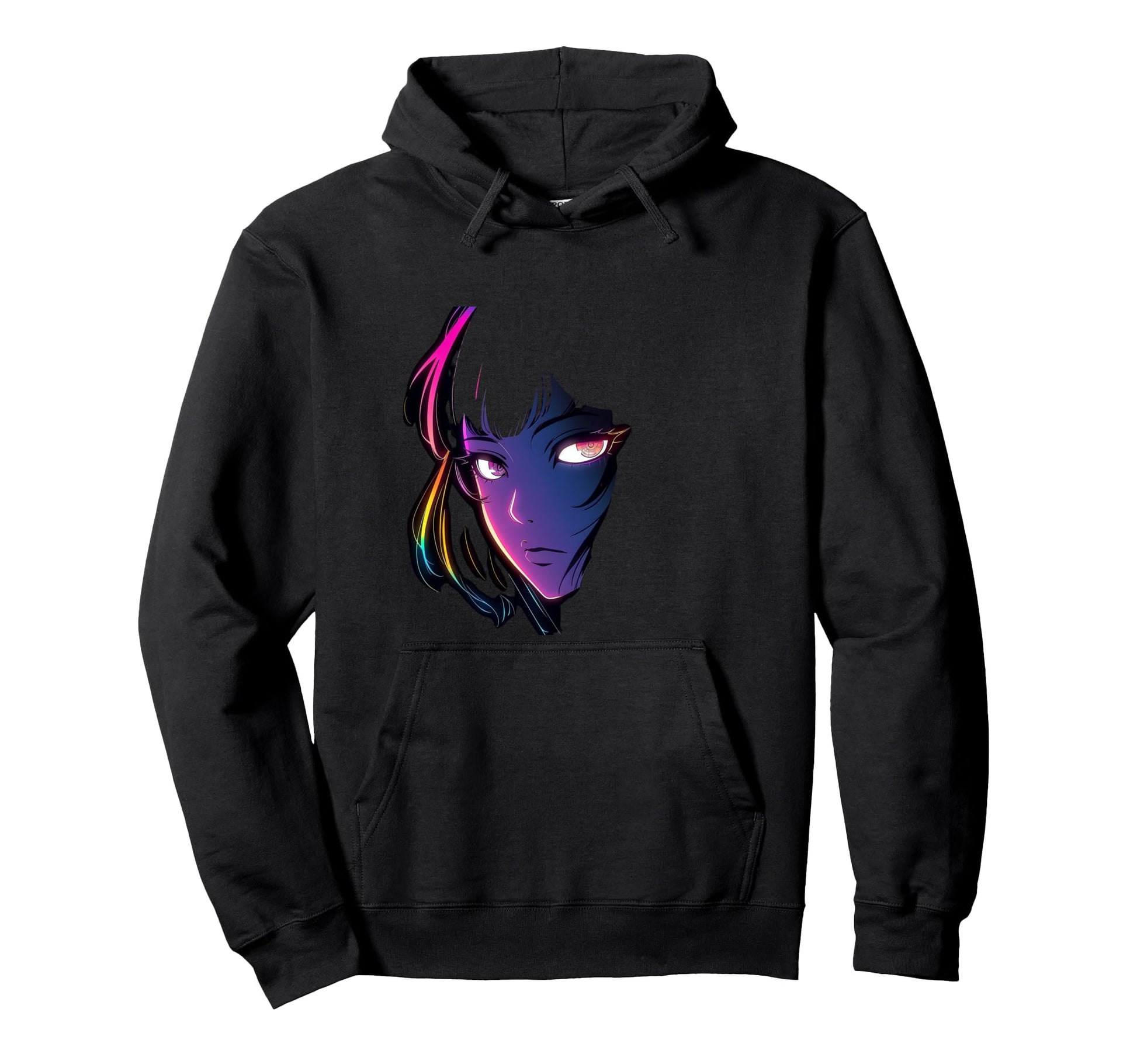 80S Cyber Anime Portrait Synthwave Hoodie - Minimalist Print Men Women - T-Shirt, Sweatshirt, Hoodie