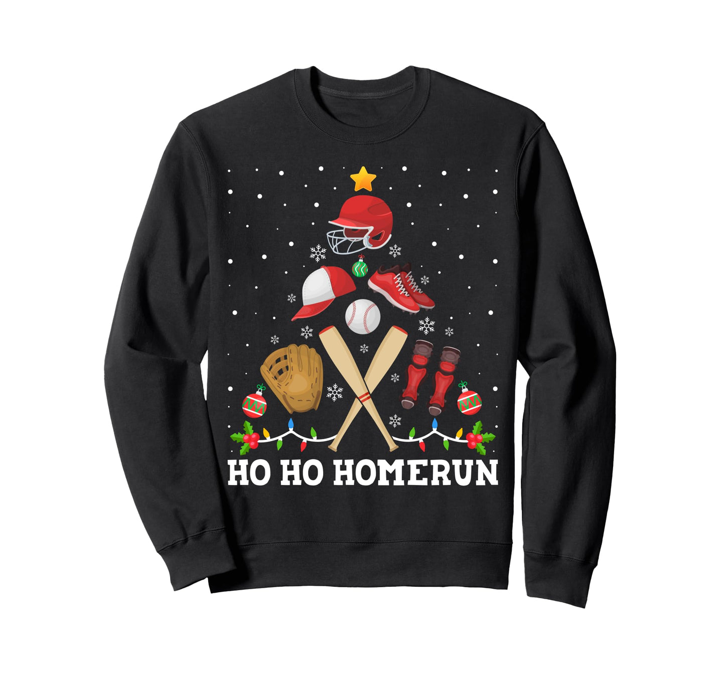 Ho Ho Home Run Baseball Tree Sweatshirt - Casual Everyday Wear Unisex - T-Shirt, Sweatshirt, Hoodie