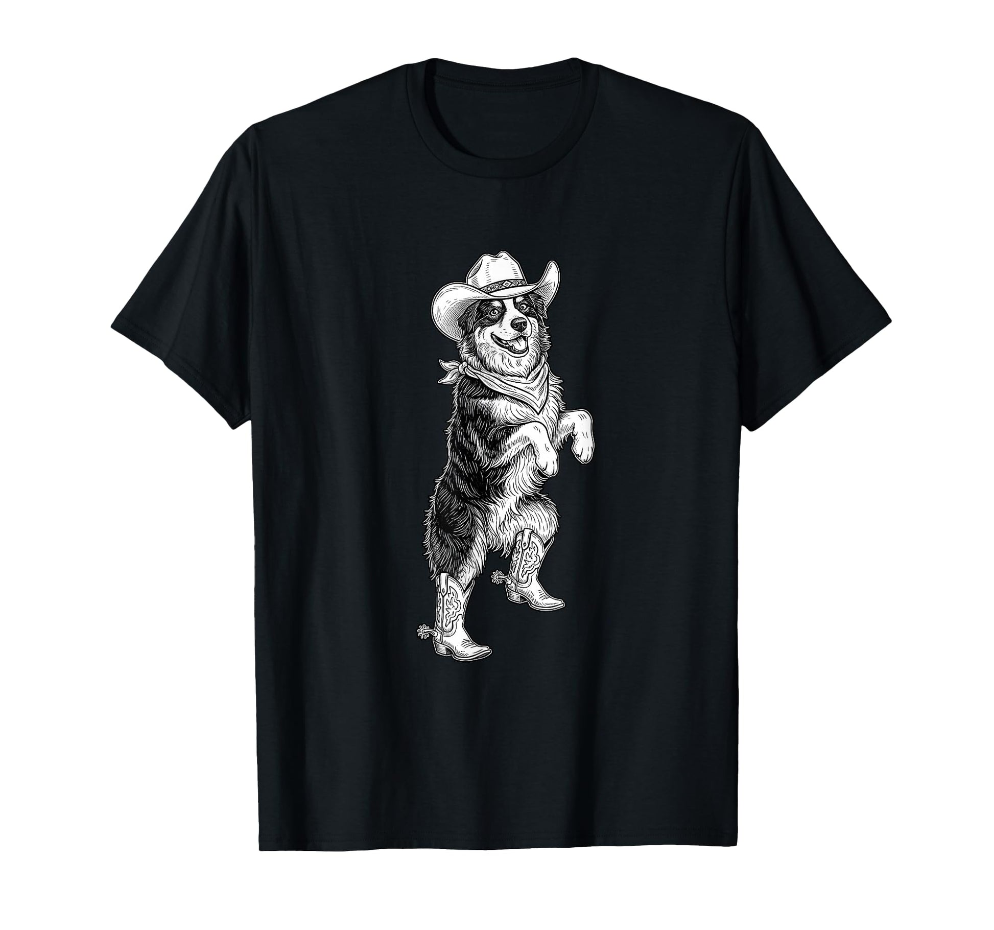 Howdy Australian Shepherd Cowboy T-Shirt - Unique Graphic Men Women - T-Shirt, Sweatshirt, Hoodie