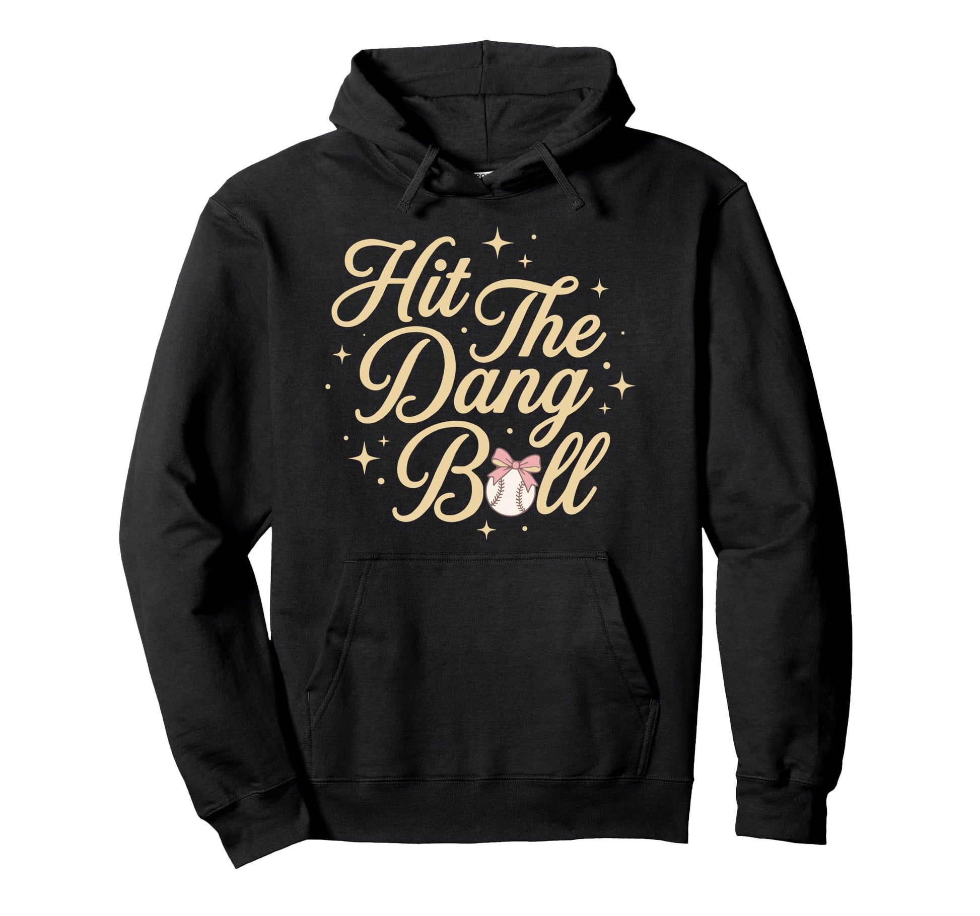 Hit Dang Ball Baseball Coquette Bow Funny Hoodie - Aesthetic Graphic Unisex - T-Shirt, Sweatshirt, Hoodie