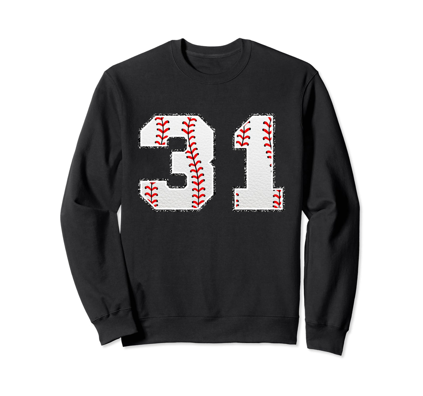 Number 31 Baseball Distressed Number Sweatshirt - Unique Graphic for Adults - T-Shirt, Sweatshirt, Hoodie