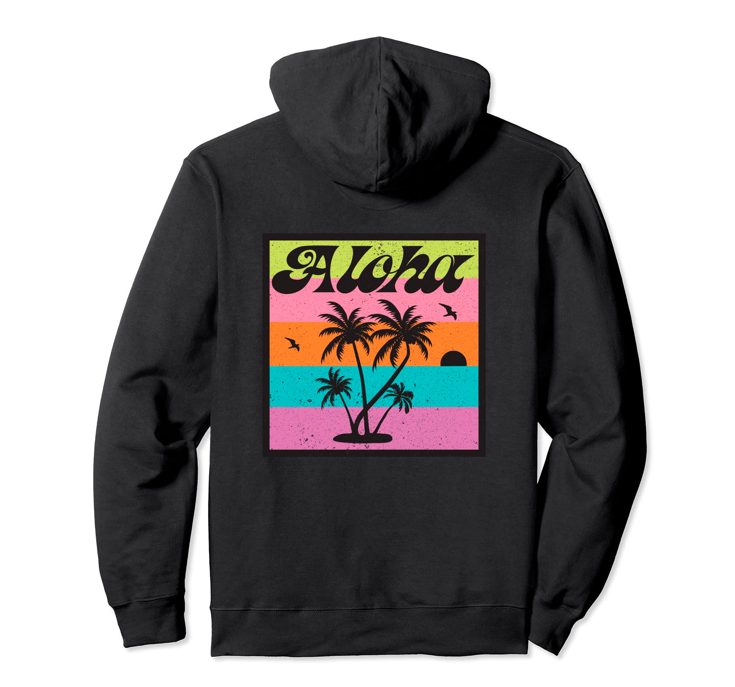 Groovy Aloha Striped 60S Hawaiian Beach Hoodie - Novelty Apparel Unisex - T-Shirt, Sweatshirt, Hoodie