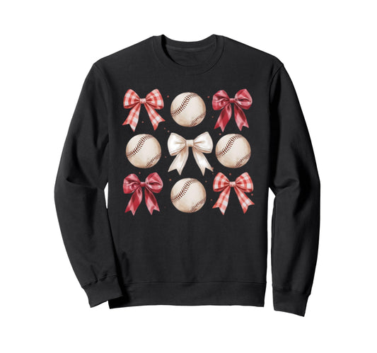 Baseball Coquette Bow Mom Sister Sweatshirt - Custom Art Print Men Women - T-Shirt, Sweatshirt, Hoodie