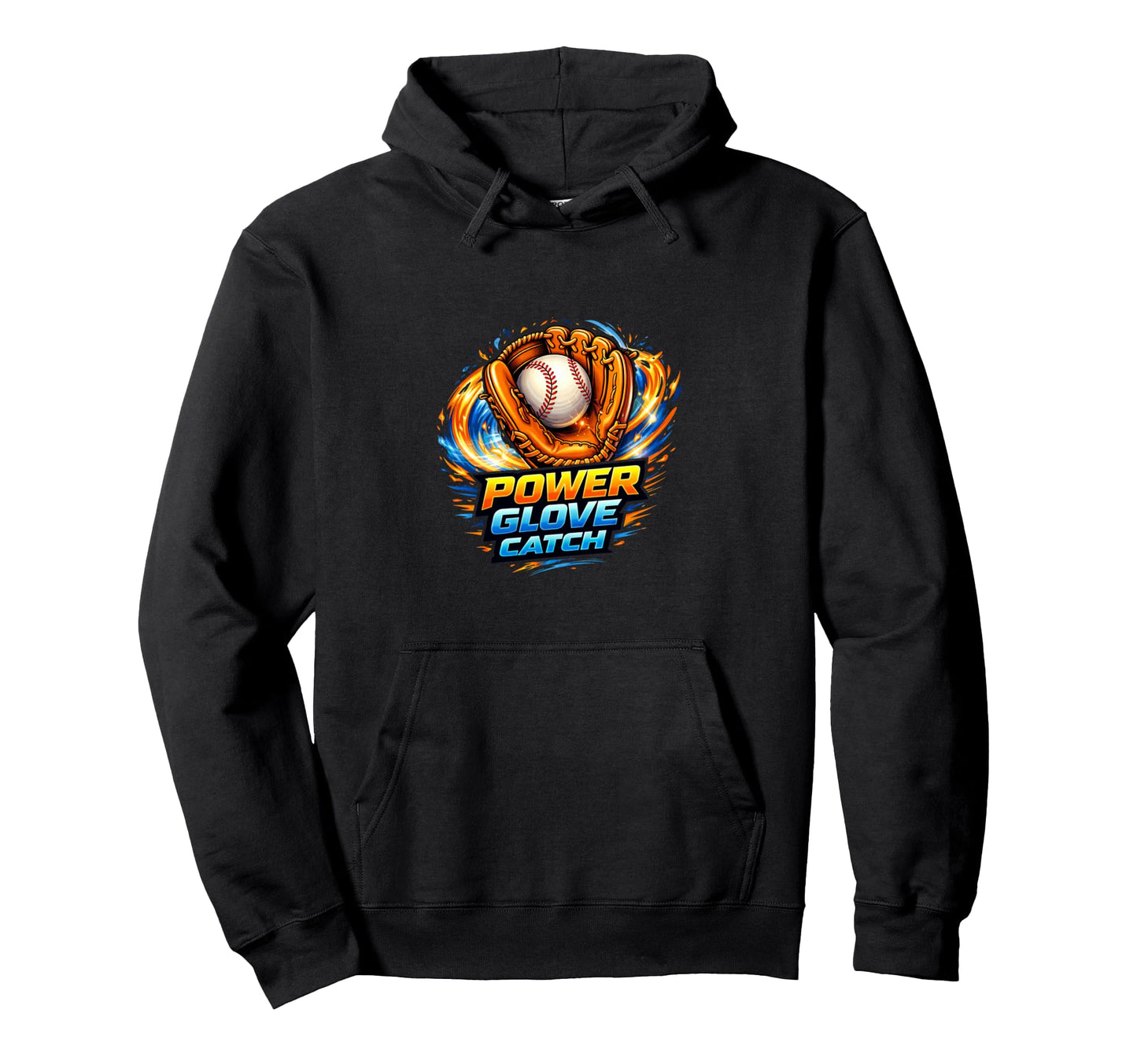 Power Glove Catch Baseball Defense Hoodie - Graphic Print for Adults - T-Shirt, Sweatshirt, Hoodie