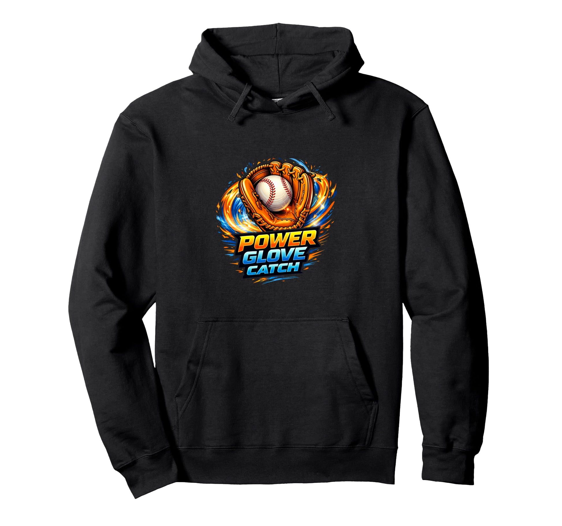 Power Glove Catch Baseball Defense Hoodie - Graphic Print for Adults - T-Shirt, Sweatshirt, Hoodie