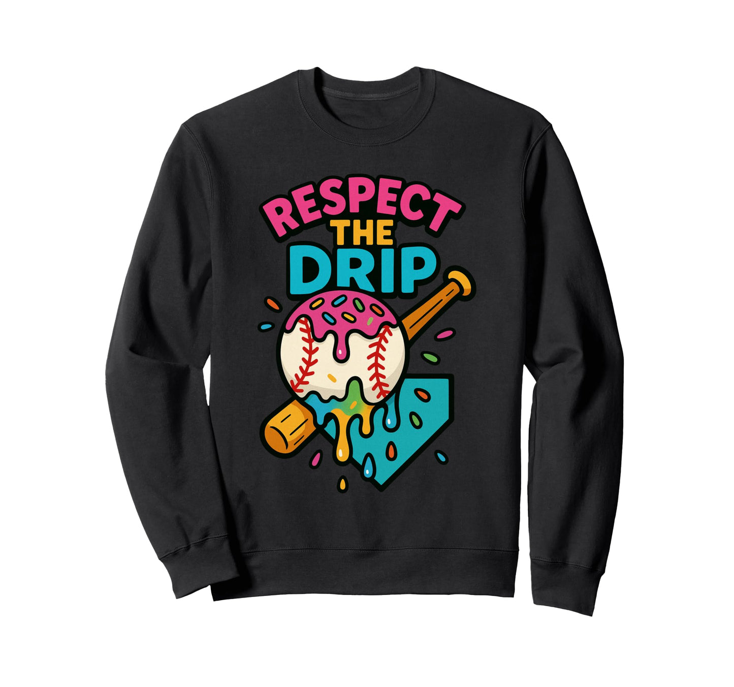 Baseball Drip Ice Cream Sports Sweatshirt - Custom Art Print Men Women - T-Shirt, Sweatshirt, Hoodie