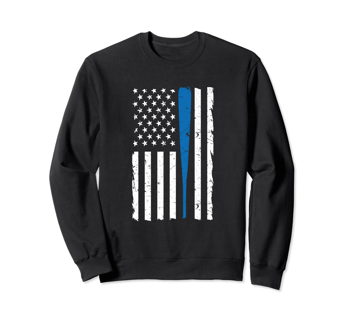 Distressed Blue American Baseball Sweatshirt - Fun Novelty Design Men Women - T-Shirt, Sweatshirt, Hoodie