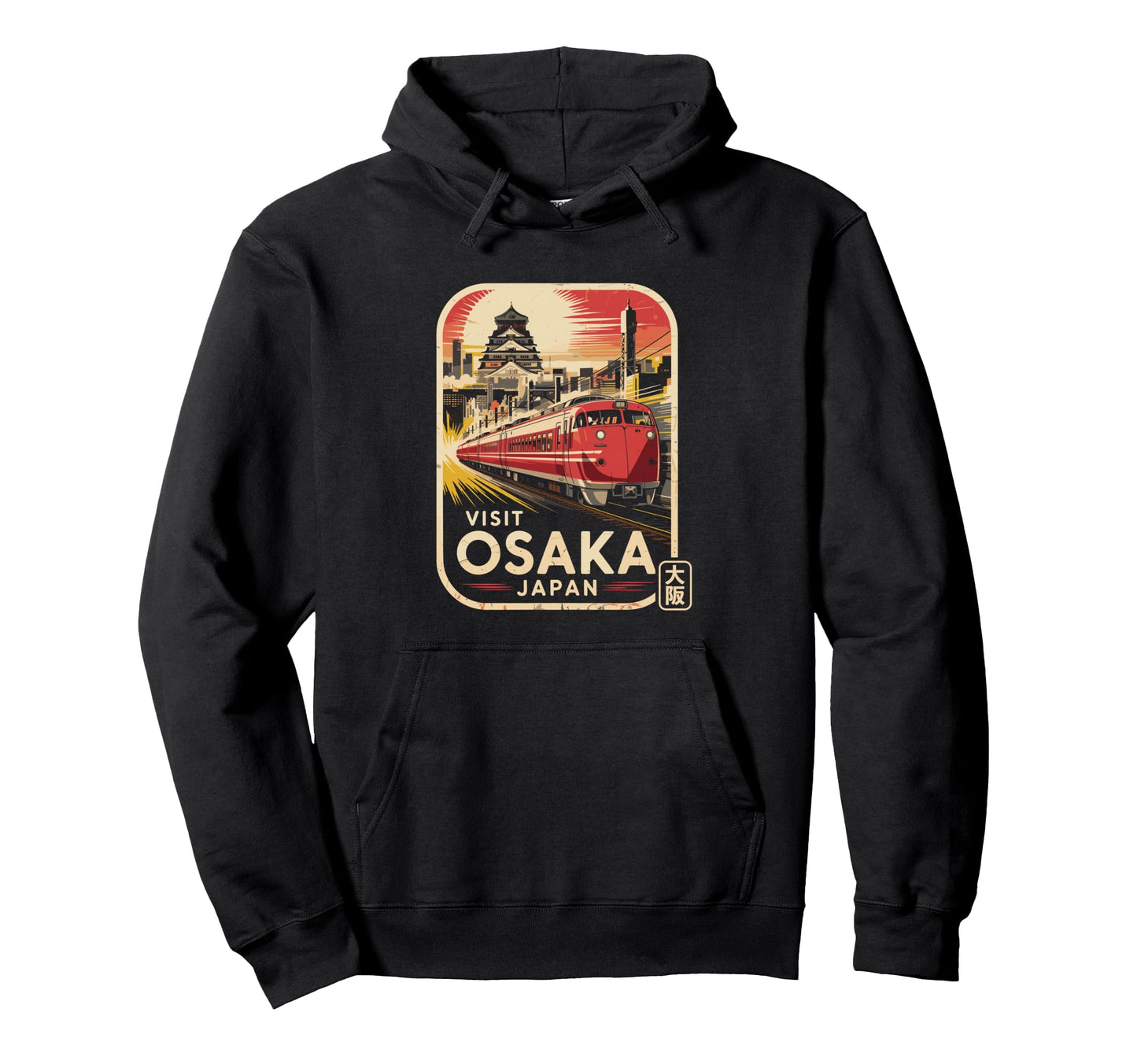 Osaka Japan Train Travel Japanese Hoodie - Custom Art Print Men Women - T-Shirt, Sweatshirt, Hoodie