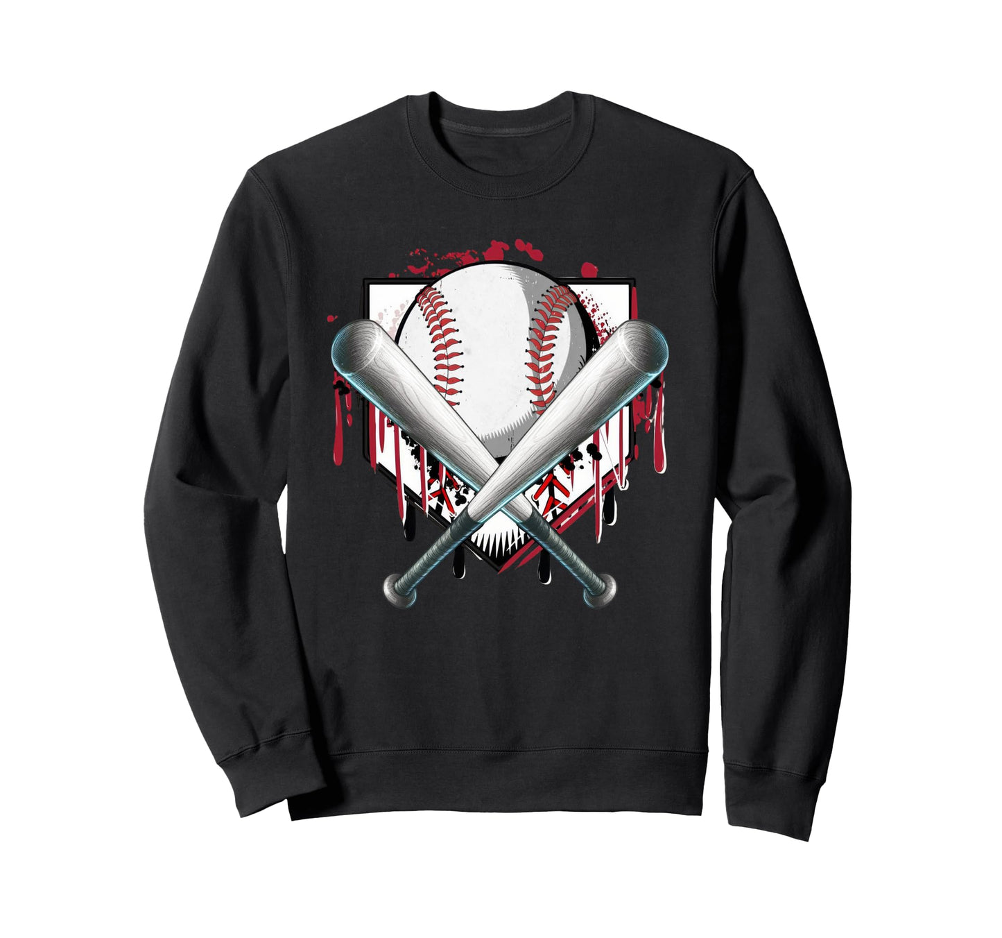 Game Day Baseball Drip Checkered Sweatshirt - Casual Everyday Wear Unisex - T-Shirt, Sweatshirt, Hoodie