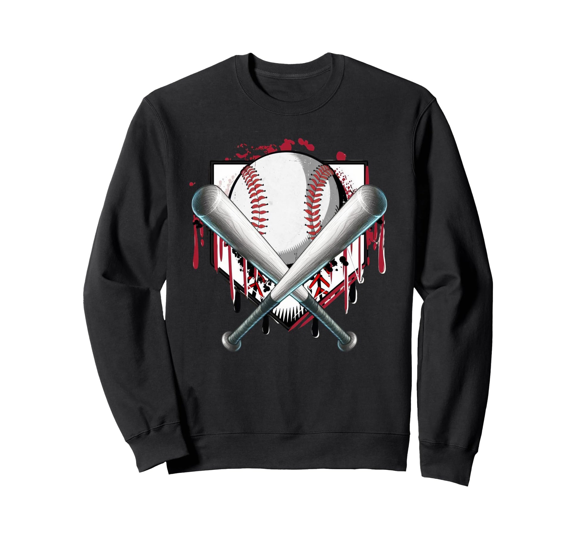 Game Day Baseball Drip Checkered Sweatshirt - Casual Everyday Wear Unisex - T-Shirt, Sweatshirt, Hoodie
