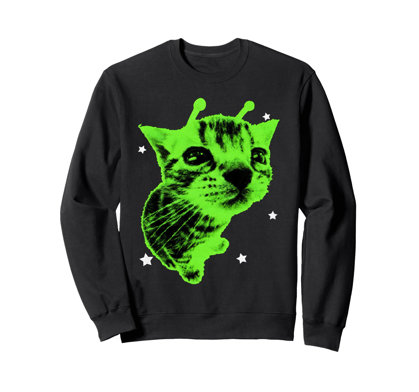 Y2K Alien Cat Meme Silly Cat Space Sweatshirt - Aesthetic Graphic Unisex - T-Shirt, Sweatshirt, Hoodie