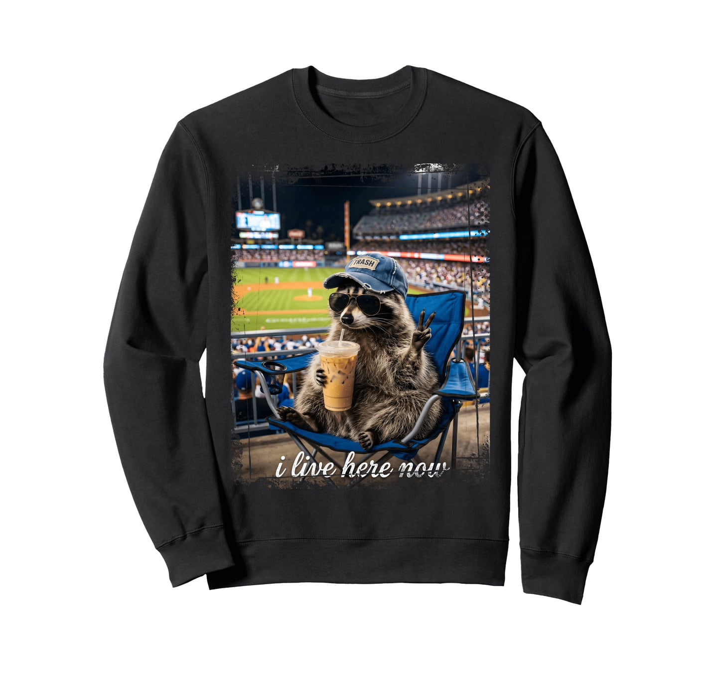 Peace Sign Raccoon Baseball Sweatshirt - Aesthetic Graphic for Adults - T-Shirt, Sweatshirt, Hoodie