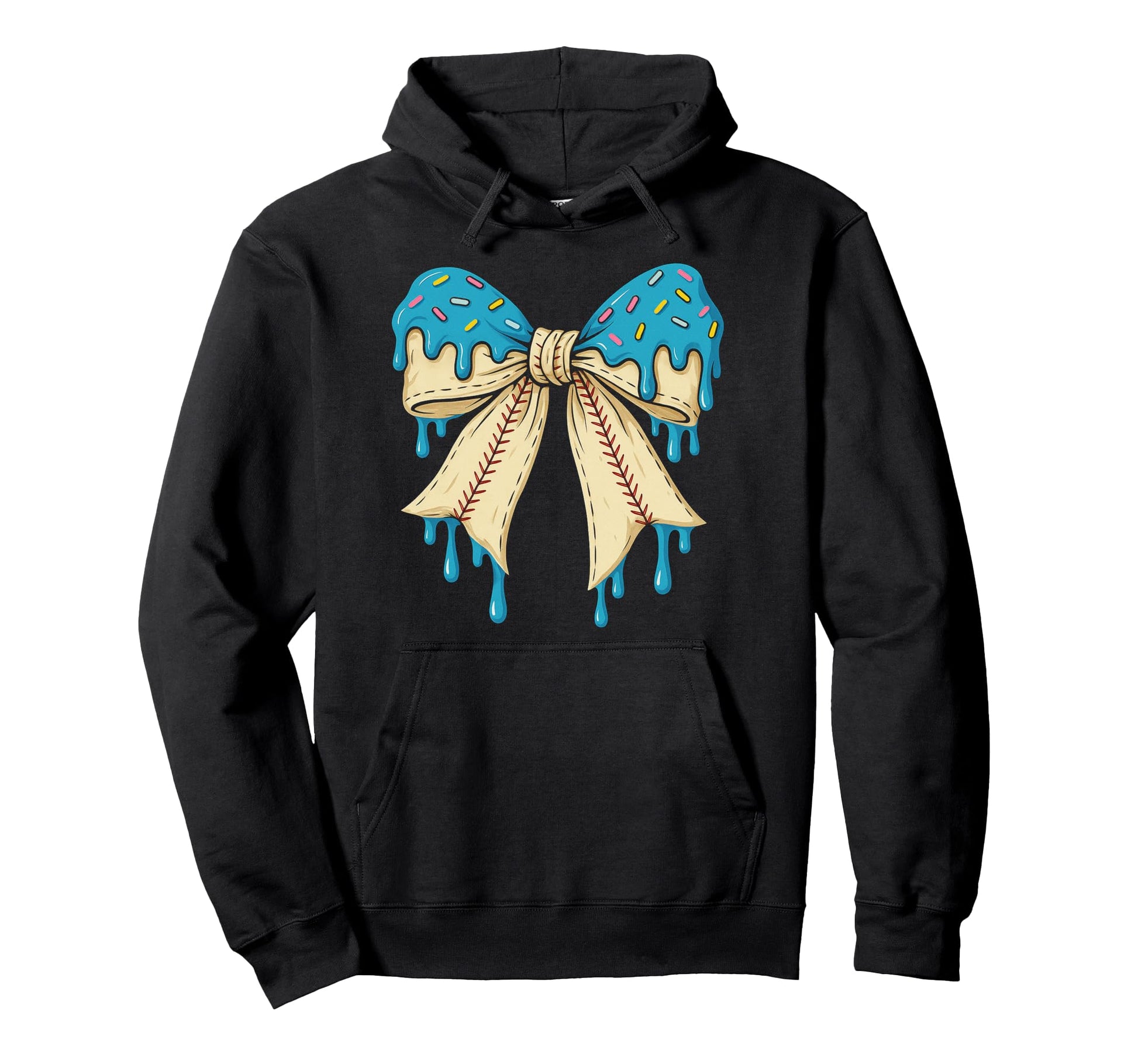 Baseball Bow Ice Cream Dripping Hoodie - Novelty Apparel for Adults - T-Shirt, Sweatshirt, Hoodie