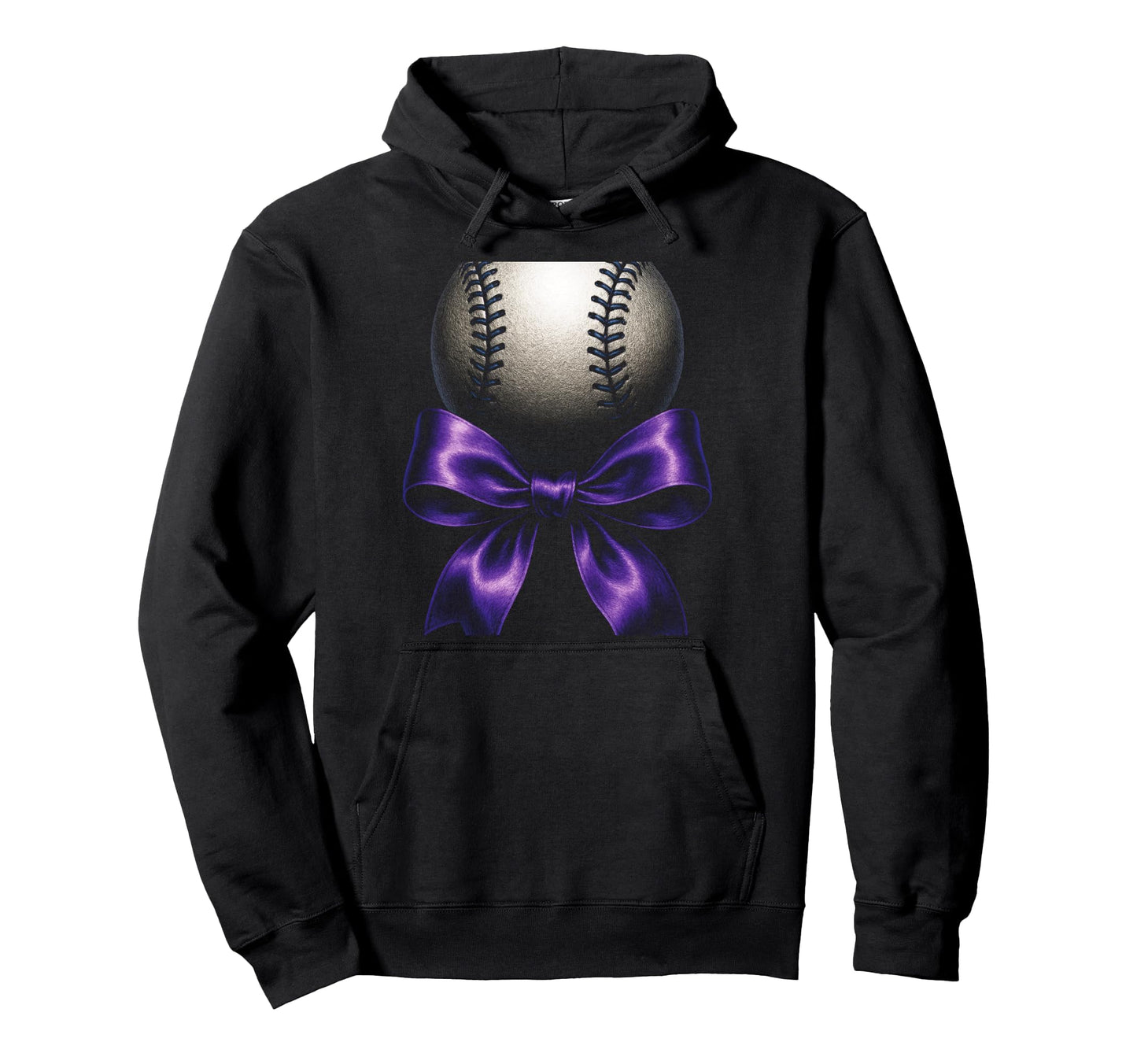 Baseball Mama Purple Bow Sport Hoodie - Fun Novelty Design for Adults - T-Shirt, Sweatshirt, Hoodie
