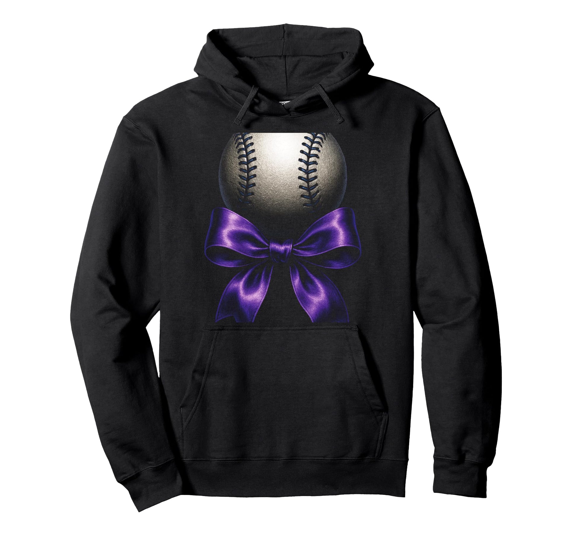Baseball Mama Purple Bow Sport Hoodie - Fun Novelty Design for Adults - T-Shirt, Sweatshirt, Hoodie