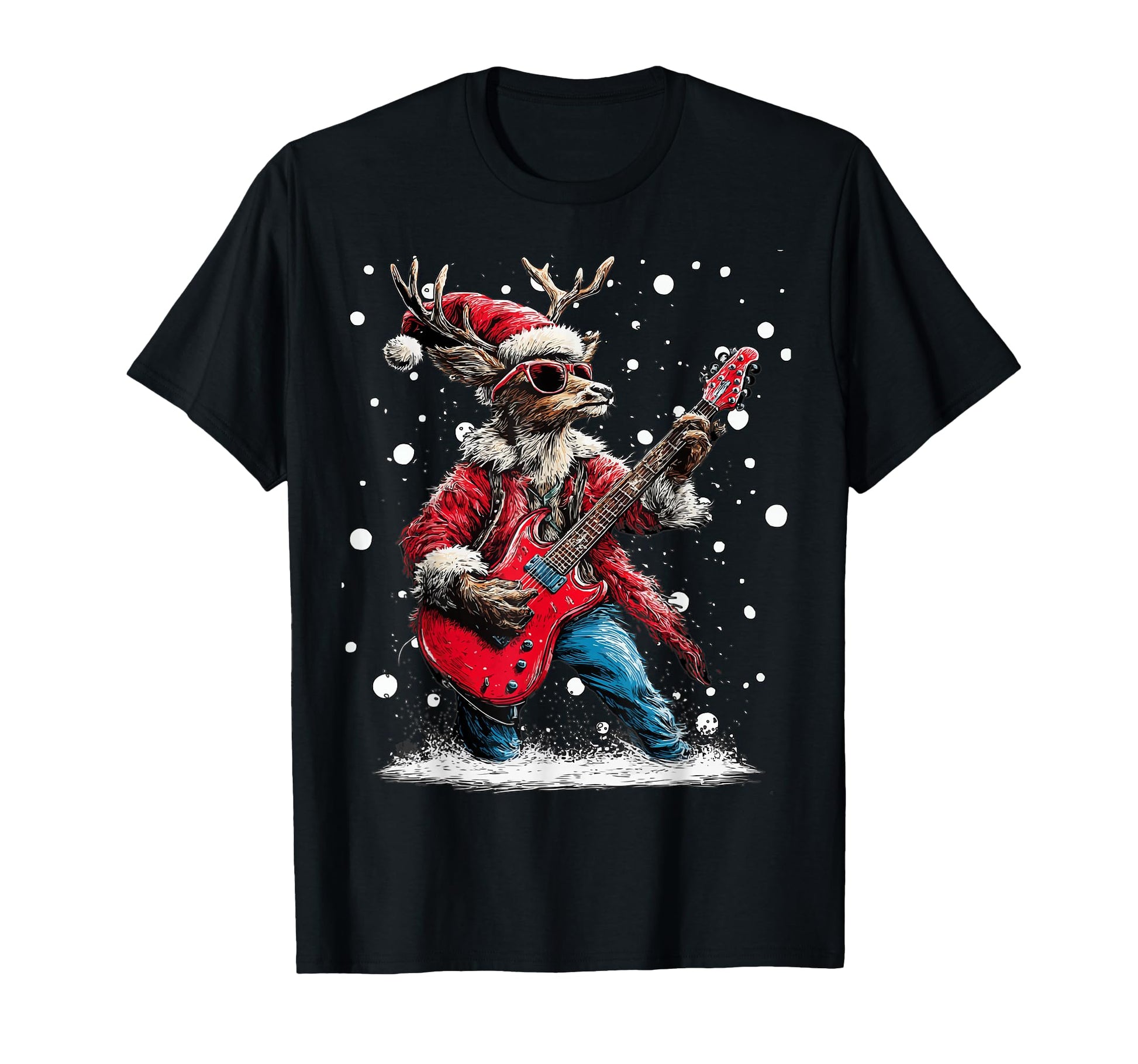 Deer Playing Guitar Funny Musician T-Shirt - Custom Art Print Unisex - T-Shirt, Sweatshirt, Hoodie