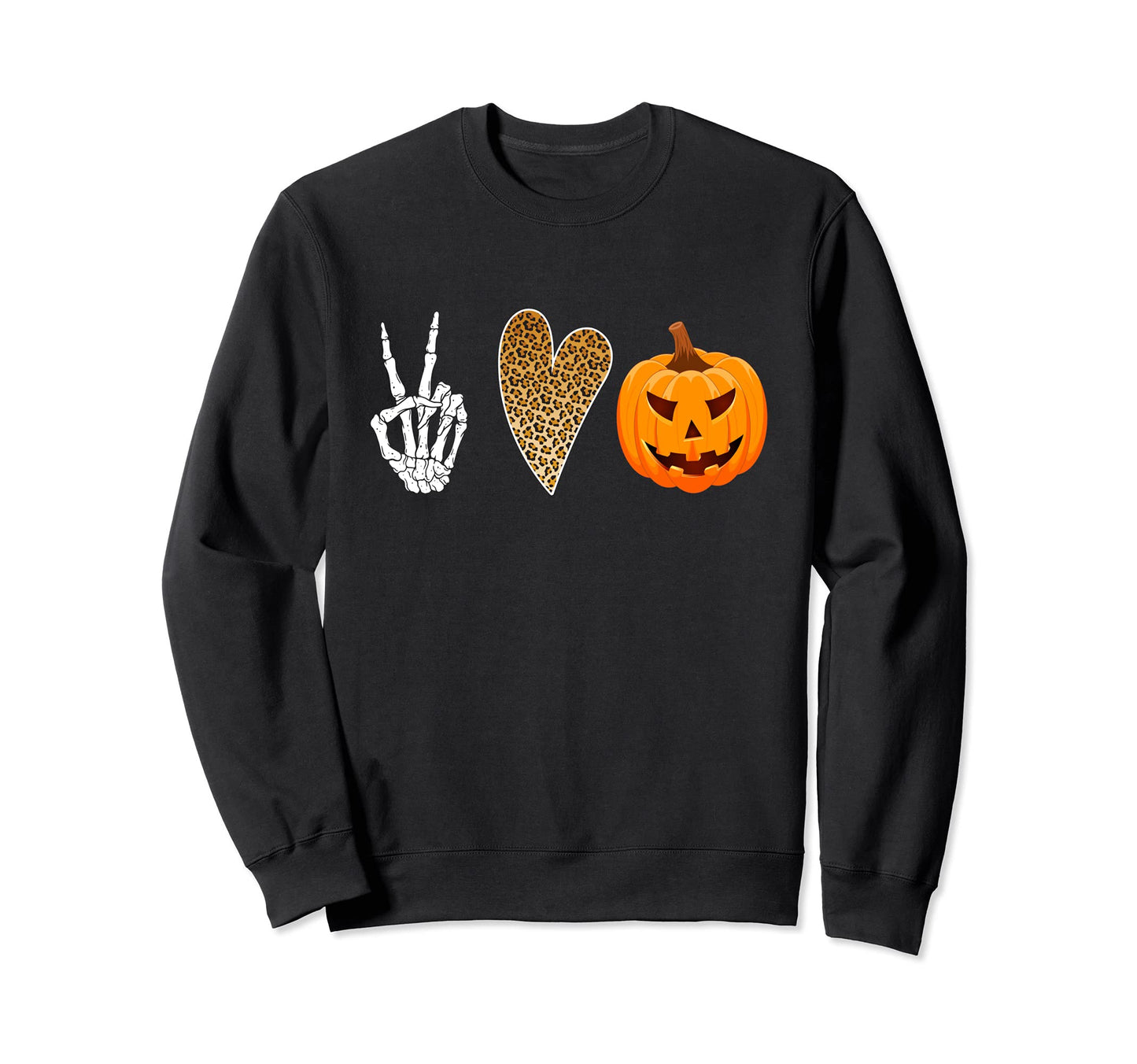 Halloween Skeleton Peace Love Sweatshirt - Aesthetic Graphic Men Women - T-Shirt, Sweatshirt, Hoodie
