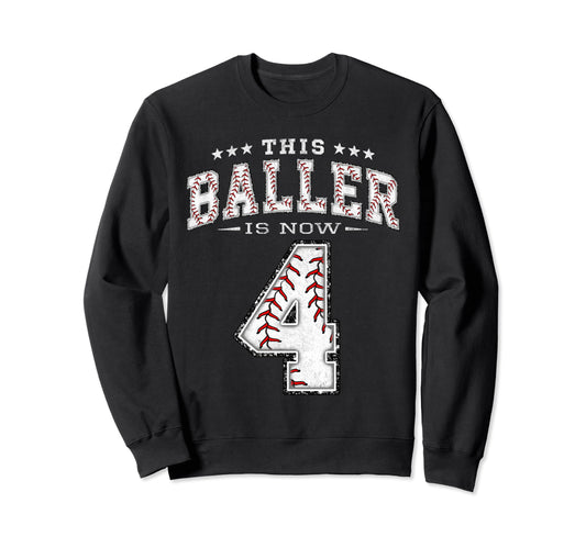 4 Years Old Birthday Baseball Theme Sweatshirt - Novelty Apparel Men Women - T-Shirt, Sweatshirt, Hoodie