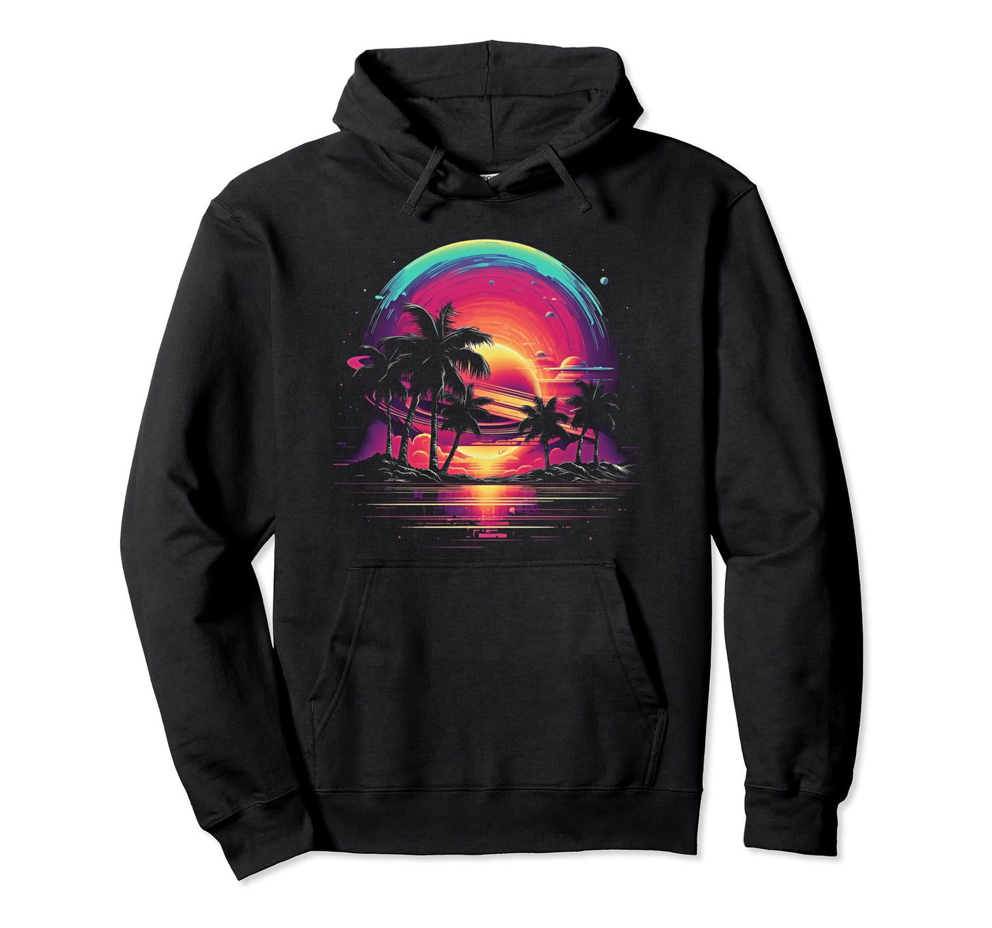 Vaporwave Solar System 80S Synthwave Hoodie - Custom Art Print for Adults - T-Shirt, Sweatshirt, Hoodie