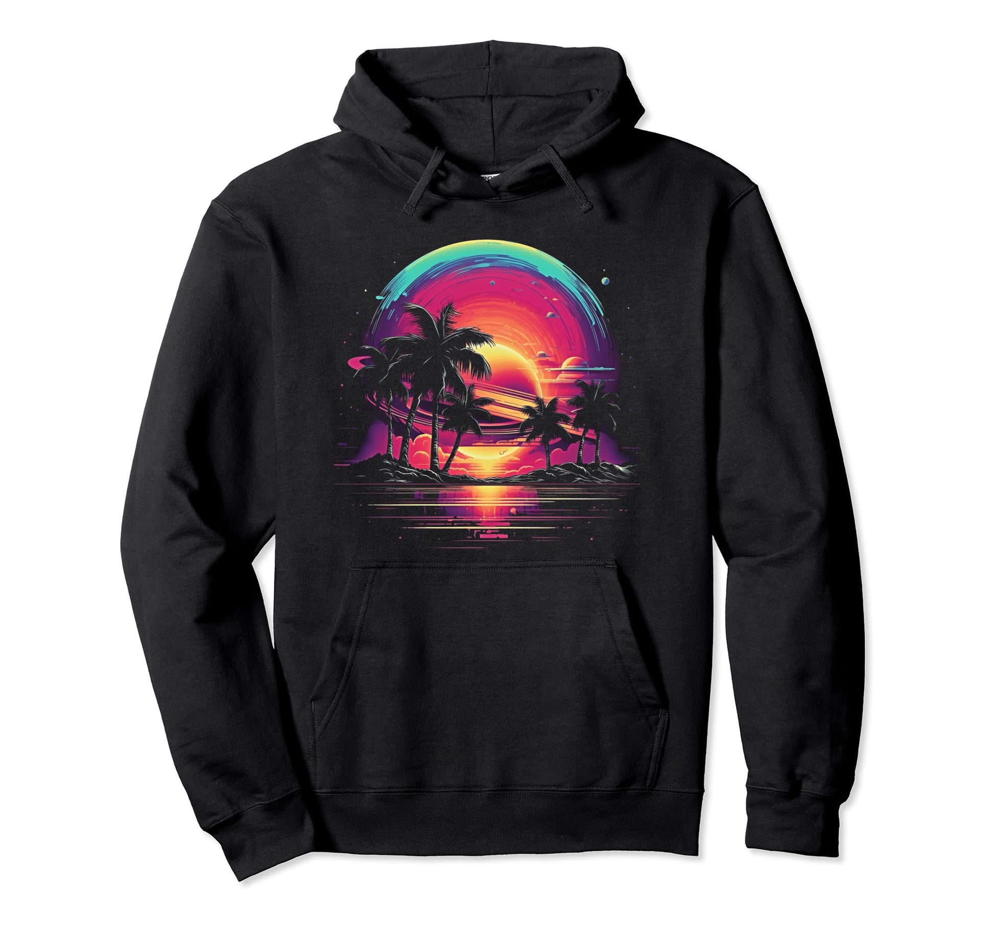 Vaporwave Solar System 80S Synthwave Hoodie - Custom Art Print for Adults - T-Shirt, Sweatshirt, Hoodie