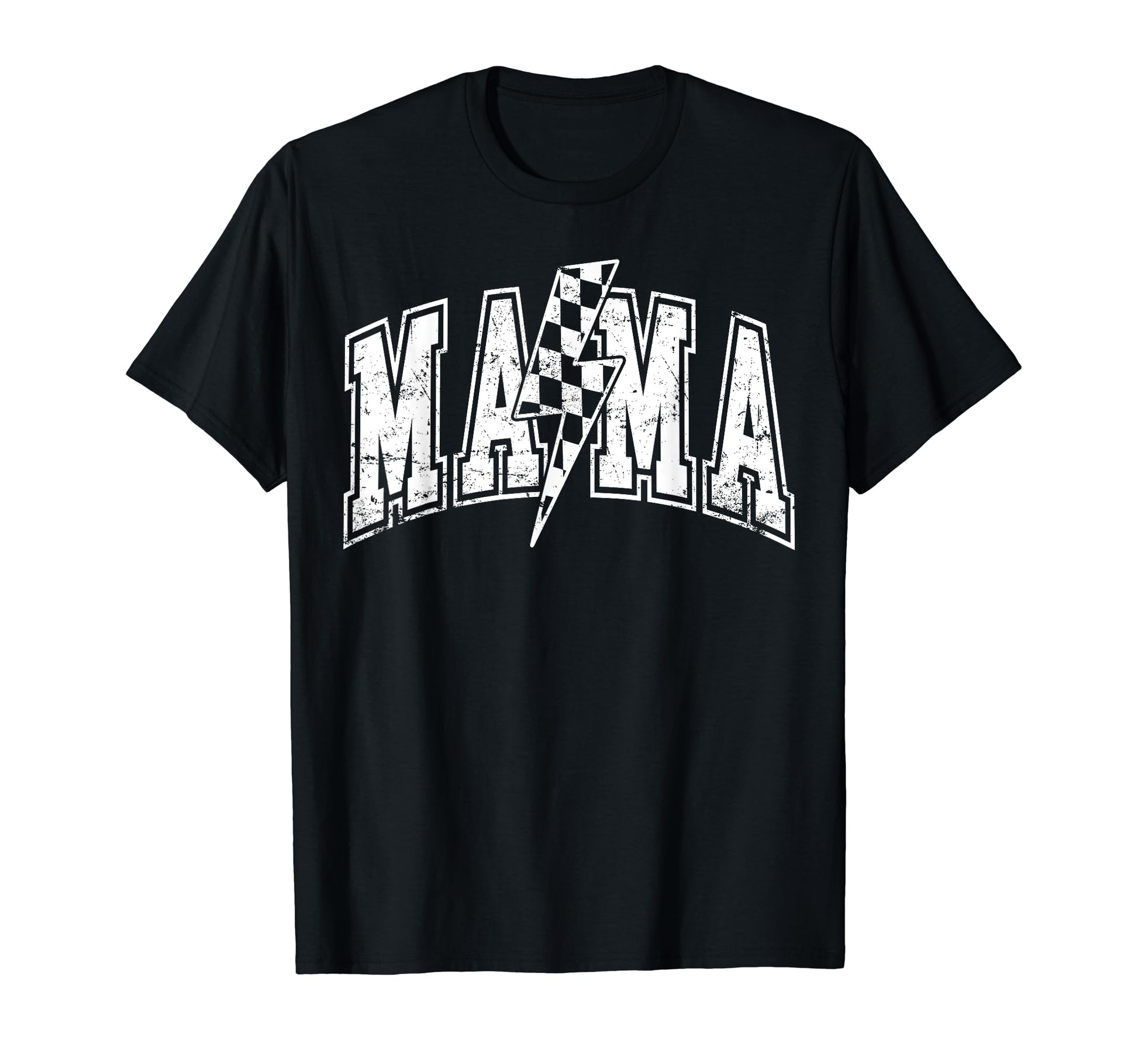 Mama Lightning Bolt Checkered T-Shirt - Minimalist Print for Adults - T-Shirt, Sweatshirt, Hoodie