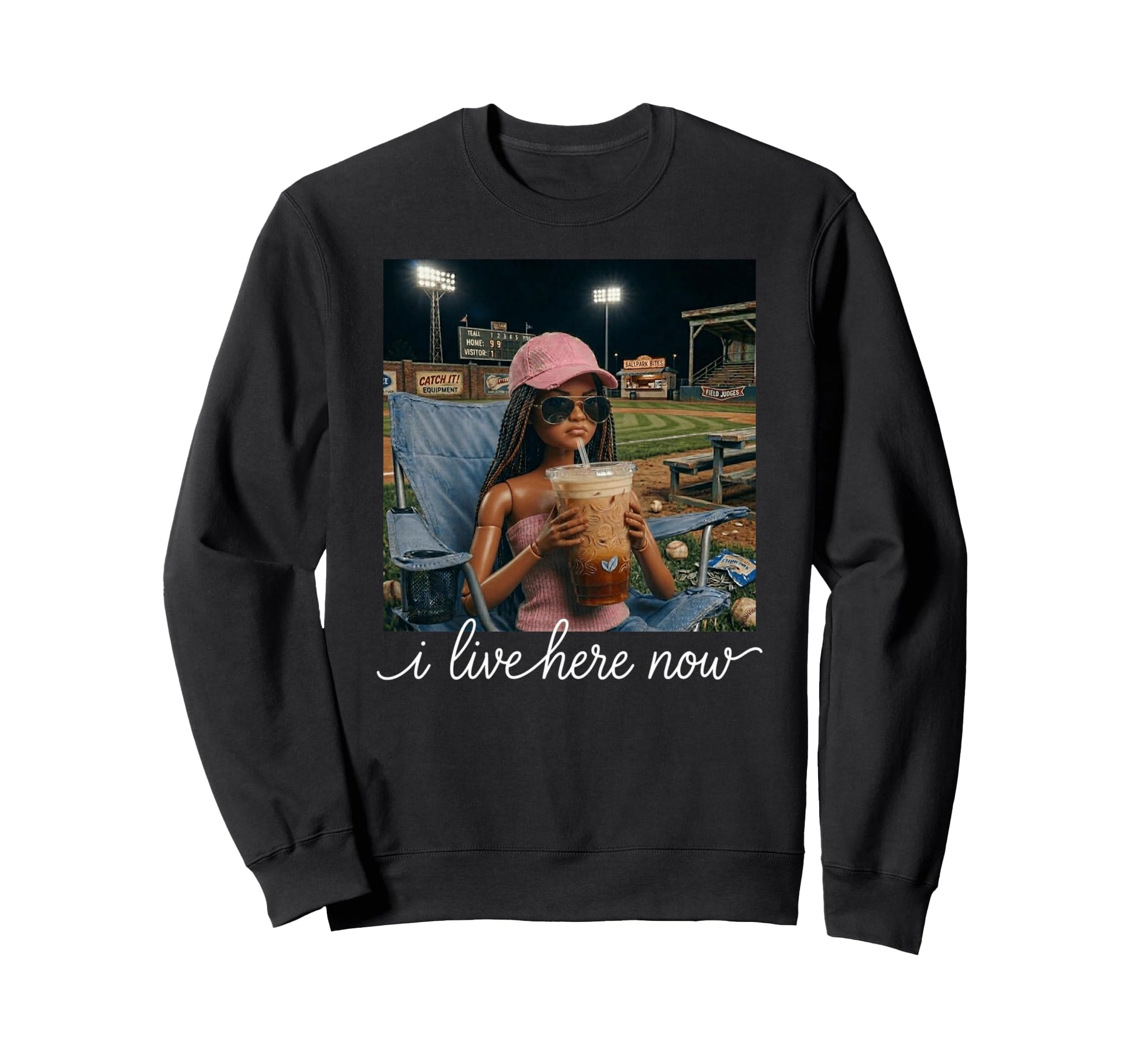 I Live Here Now Ballfield Baseball Sweatshirt - Minimalist Print Men Women - T-Shirt, Sweatshirt, Hoodie