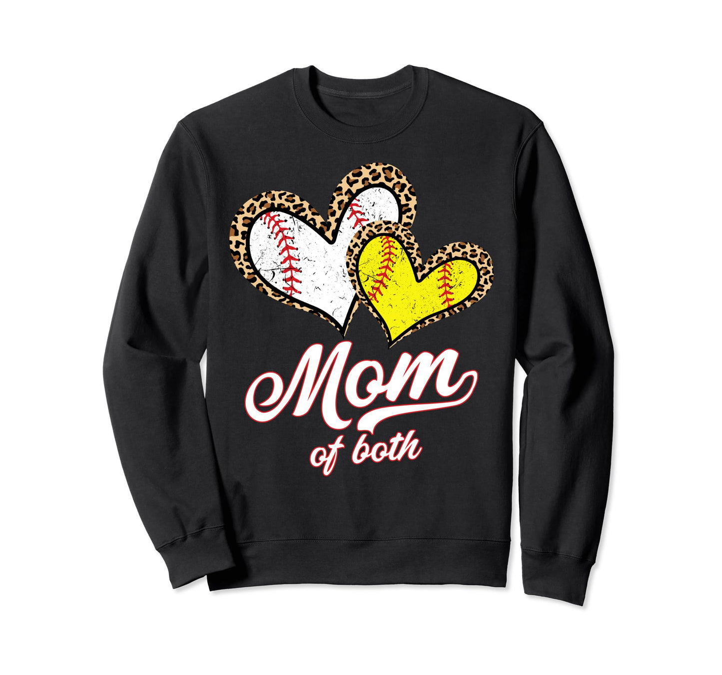 Mom Both Baseball Softball Leopard Sweatshirt - Trendy Graphic Unisex - T-Shirt, Sweatshirt, Hoodie