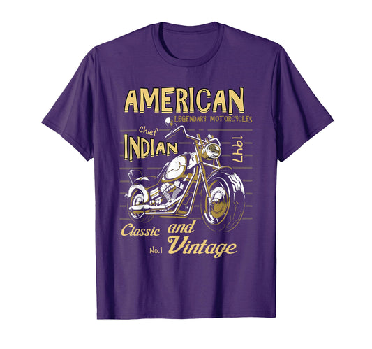 American Motorcycle Indian Old T-Shirt - Fun Novelty Design Men Women - T-Shirt, Sweatshirt, Hoodie