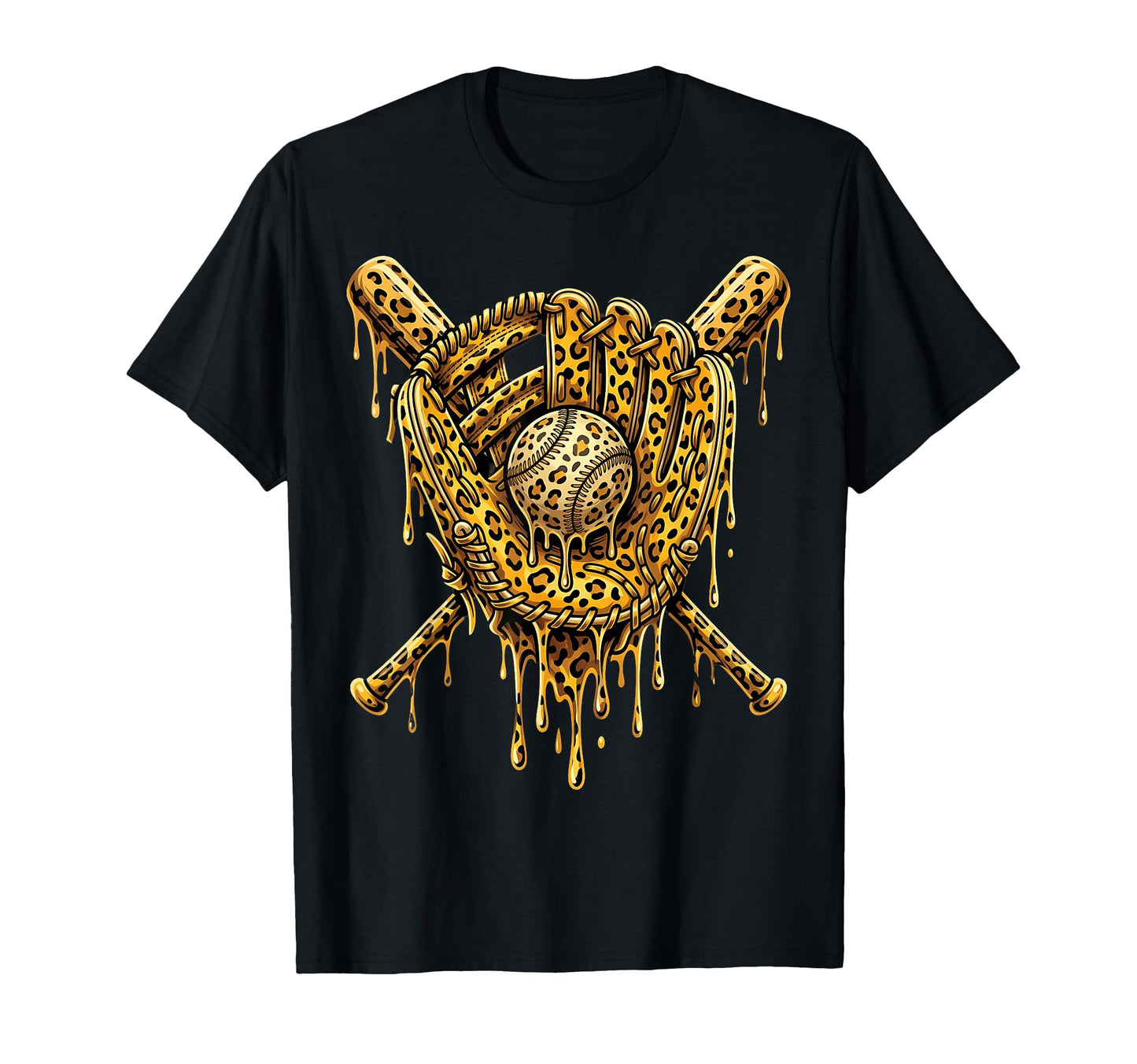 Leopard Baseball Drip Baseball Player T-Shirt - Trendy Graphic Men Women - T-Shirt, Sweatshirt, Hoodie
