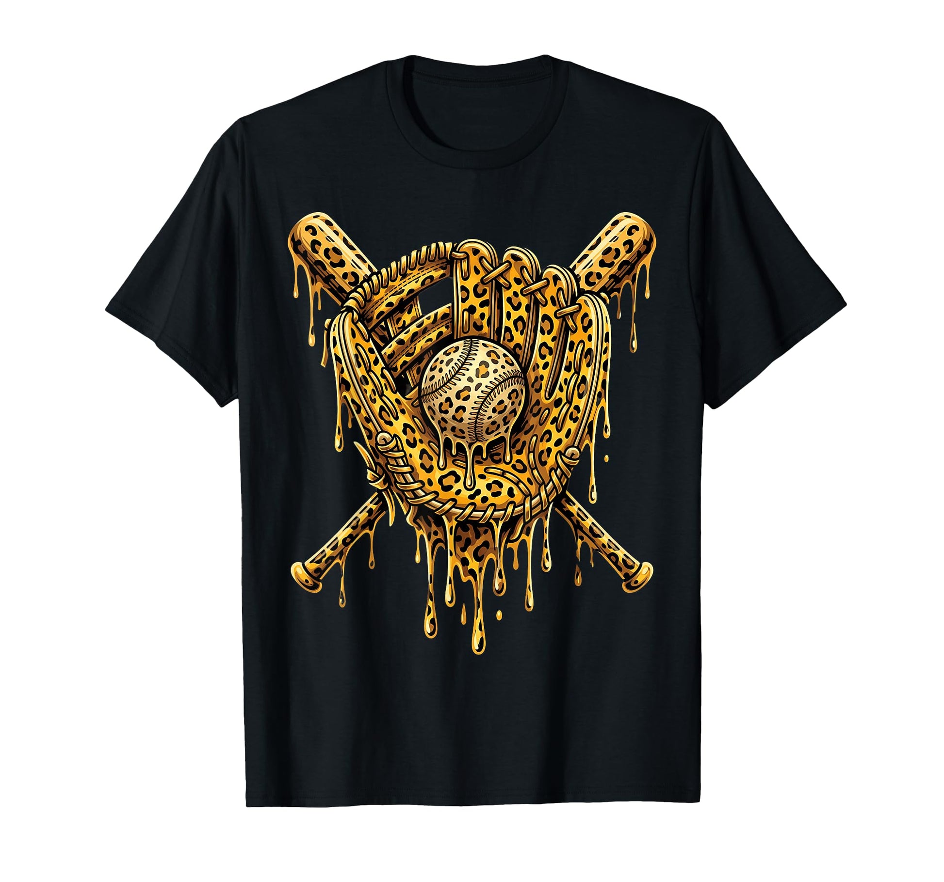 Leopard Baseball Drip Baseball Player T-Shirt - Trendy Graphic Men Women - T-Shirt, Sweatshirt, Hoodie