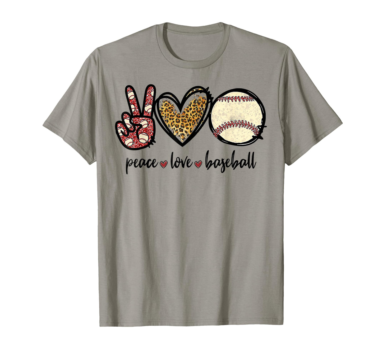 Peace Love Baseball Mom Leopard Cheetah T-Shirt - Graphic Print for Adults - T-Shirt, Sweatshirt, Hoodie