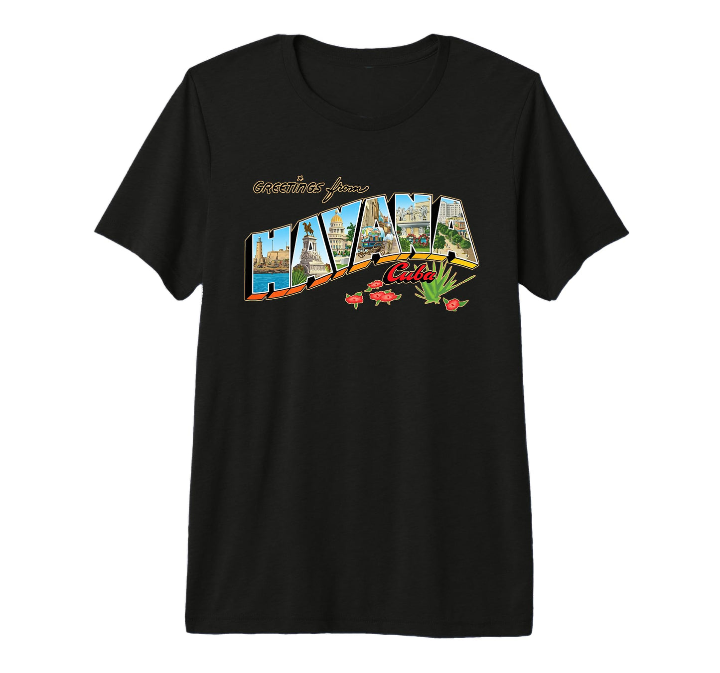 Greetings From Havana Cuba Postcard Tri T-Shirt - Trendy Graphic Men Women - T-Shirt, Sweatshirt, Hoodie