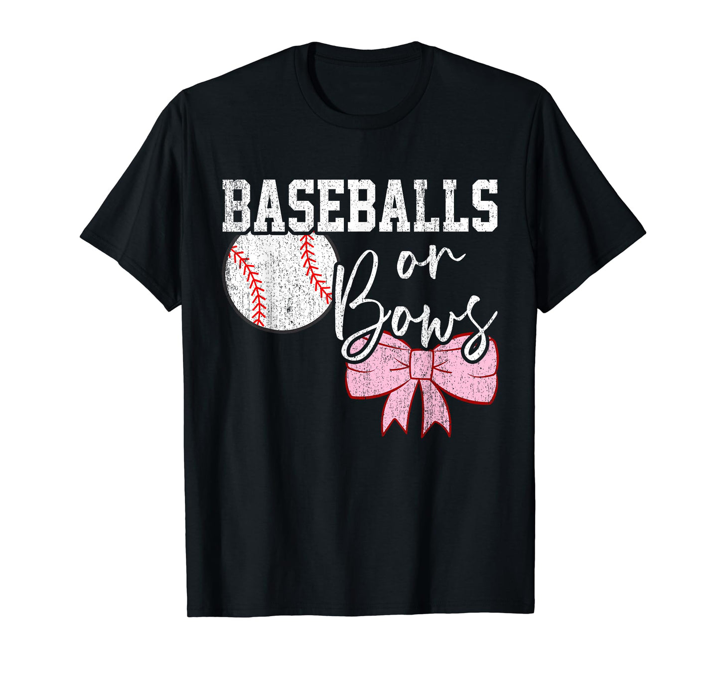 Baseballs Or Bows Gender Reveal Team T-Shirt - Custom Art Print for Adults - T-Shirt, Sweatshirt, Hoodie