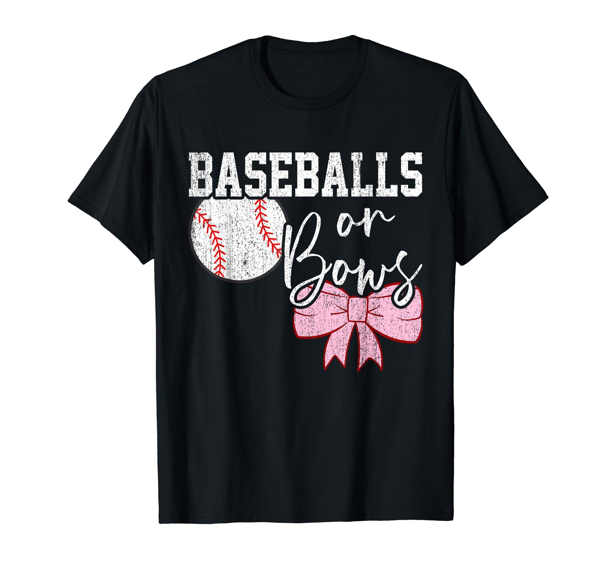 Baseballs Or Bows Gender Reveal Team T-Shirt - Custom Art Print for Adults - T-Shirt, Sweatshirt, Hoodie