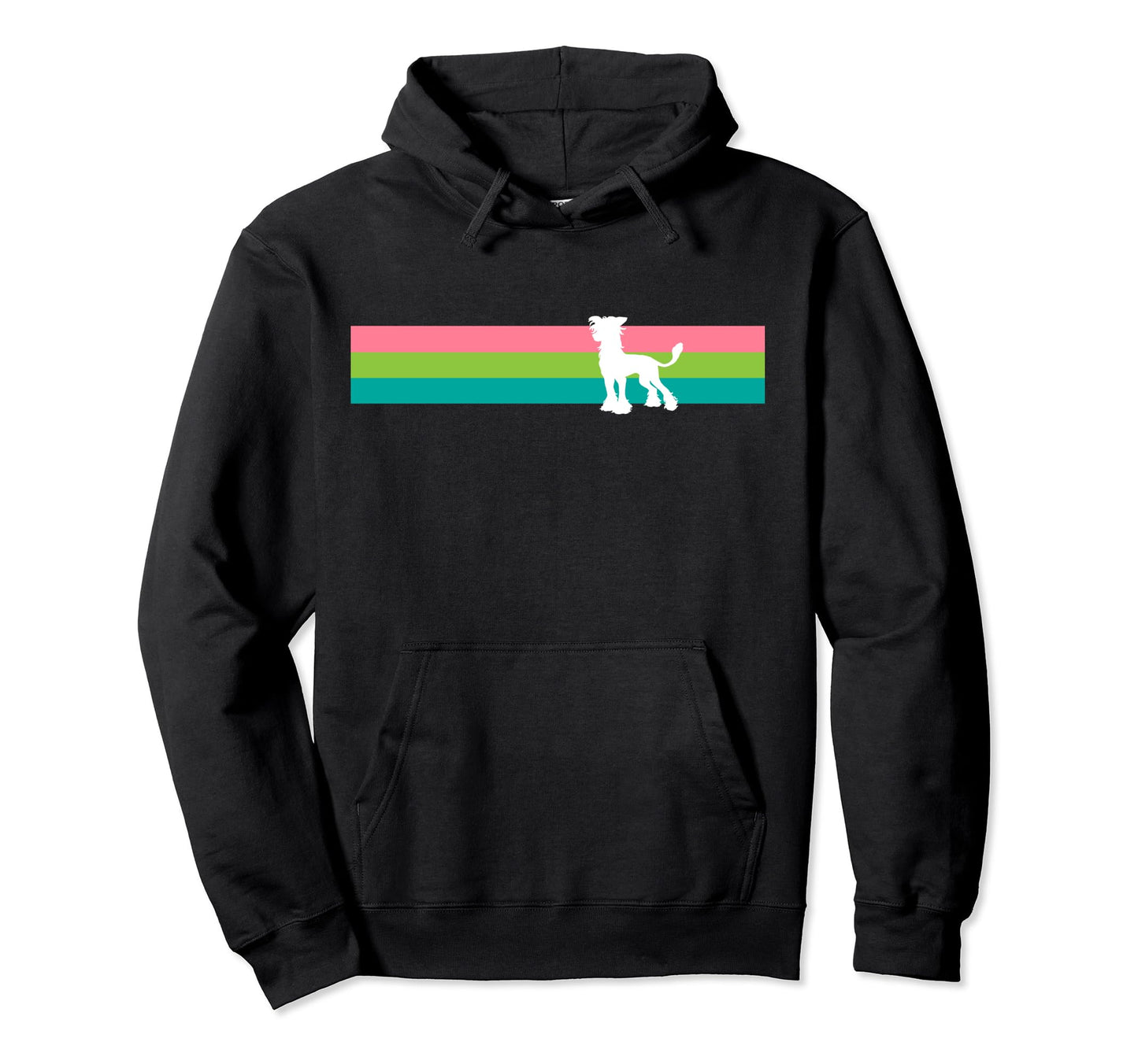 Chinese Crested Stripes And Silhouette Hoodie - Unique Graphic for Adults - T-Shirt, Sweatshirt, Hoodie