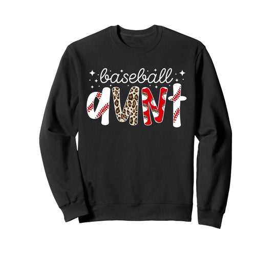 Baseball Aunt Leopard Aunt Baseball Sweatshirt - Minimalist Print Unisex - T-Shirt, Sweatshirt, Hoodie