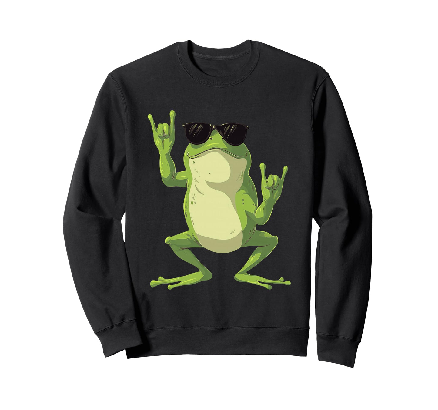 Frog Double Rock Hand Signs Punk Sweatshirt - Custom Art Print for Adults - T-Shirt, Sweatshirt, Hoodie