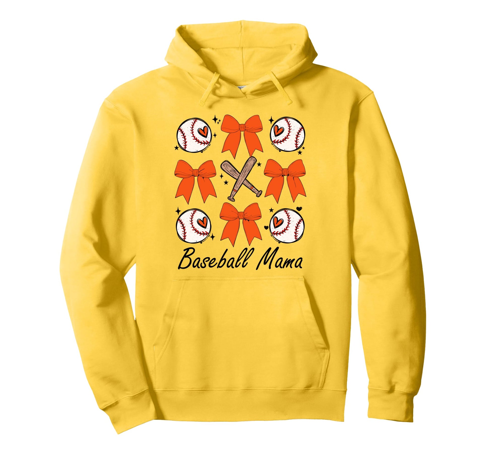 Baseball Mom Coquette Bow Game Day Orange Hoodie - Trendy Graphic Unisex - T-Shirt, Sweatshirt, Hoodie