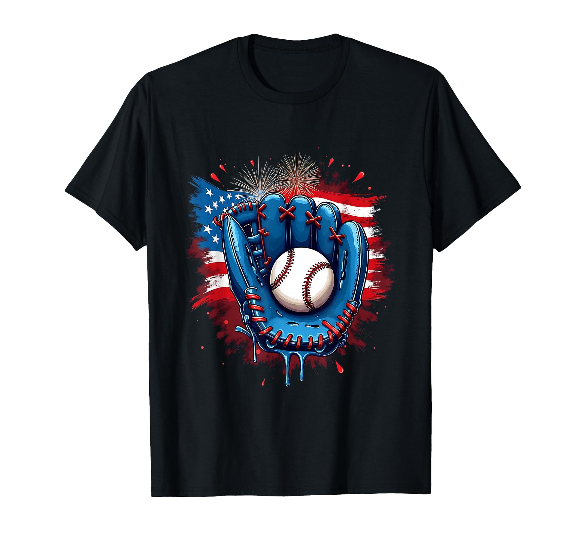 Baseball Glove Usa Flag Drip 4Th July T-Shirt - Streetwear Style Unisex - T-Shirt, Sweatshirt, Hoodie