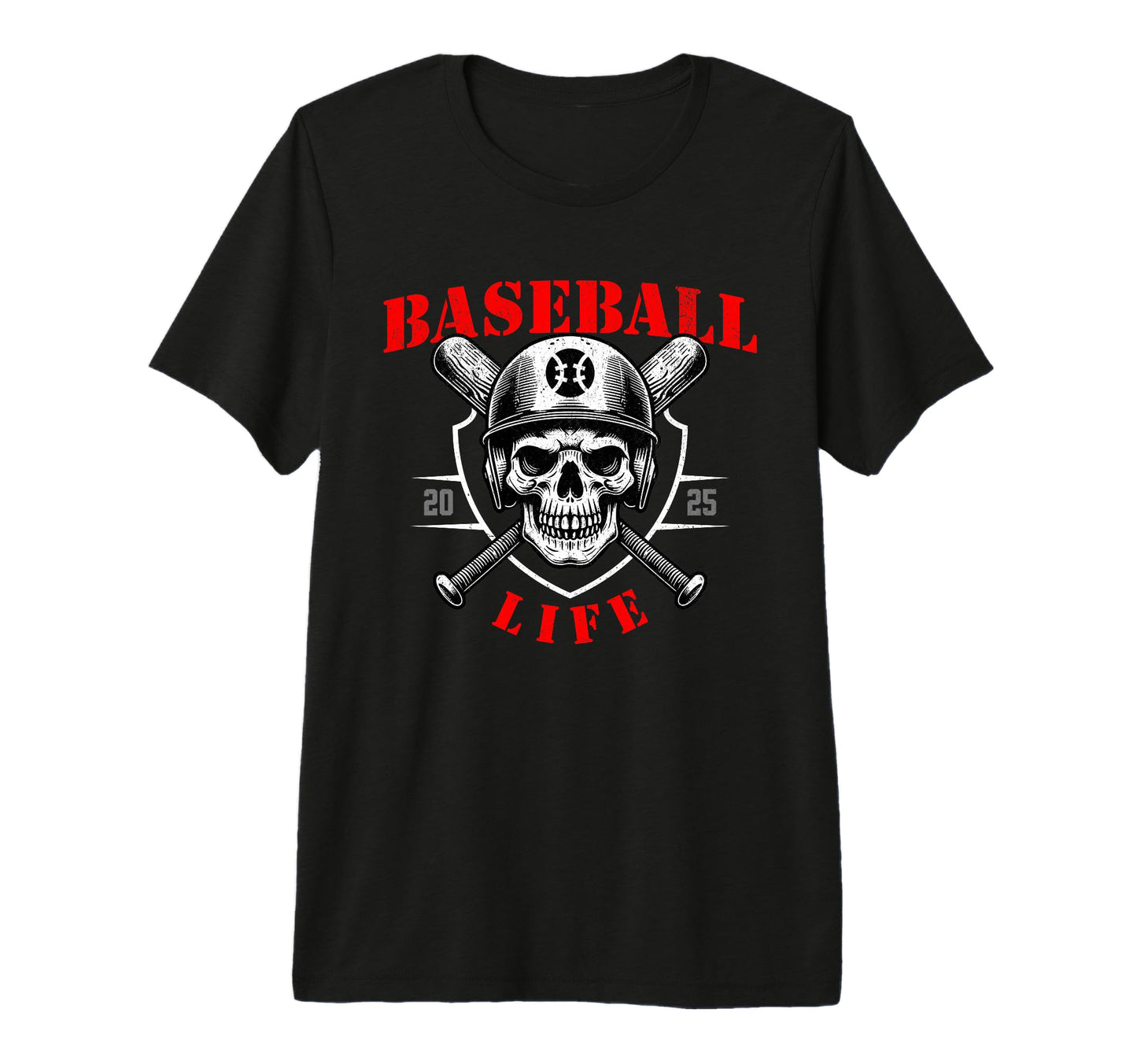 Baseball Skull Tough Player Bad T-Shirt - Minimalist Print for Adults - T-Shirt, Sweatshirt, Hoodie