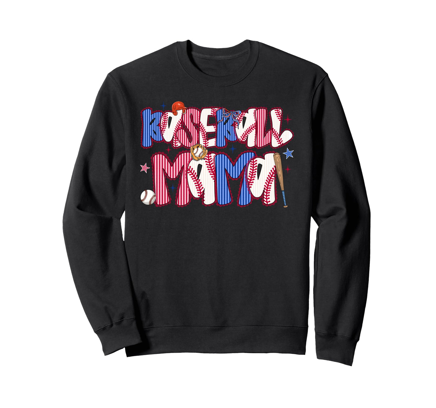 Baseball Mama Bow Lace Mothers Sweatshirt - Casual Everyday Wear Unisex - T-Shirt, Sweatshirt, Hoodie