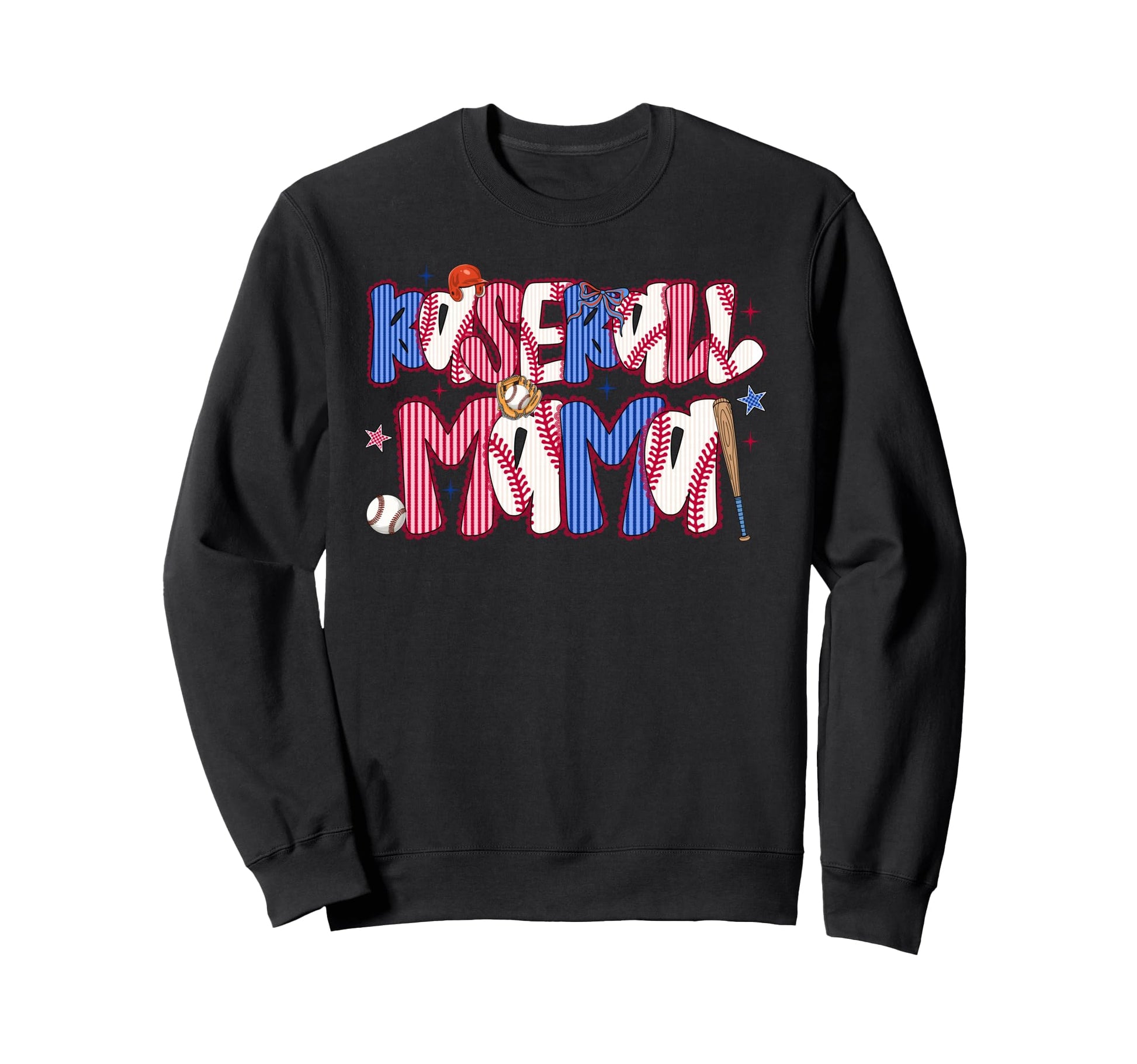 Baseball Mama Bow Lace Mothers Sweatshirt - Casual Everyday Wear Unisex - T-Shirt, Sweatshirt, Hoodie