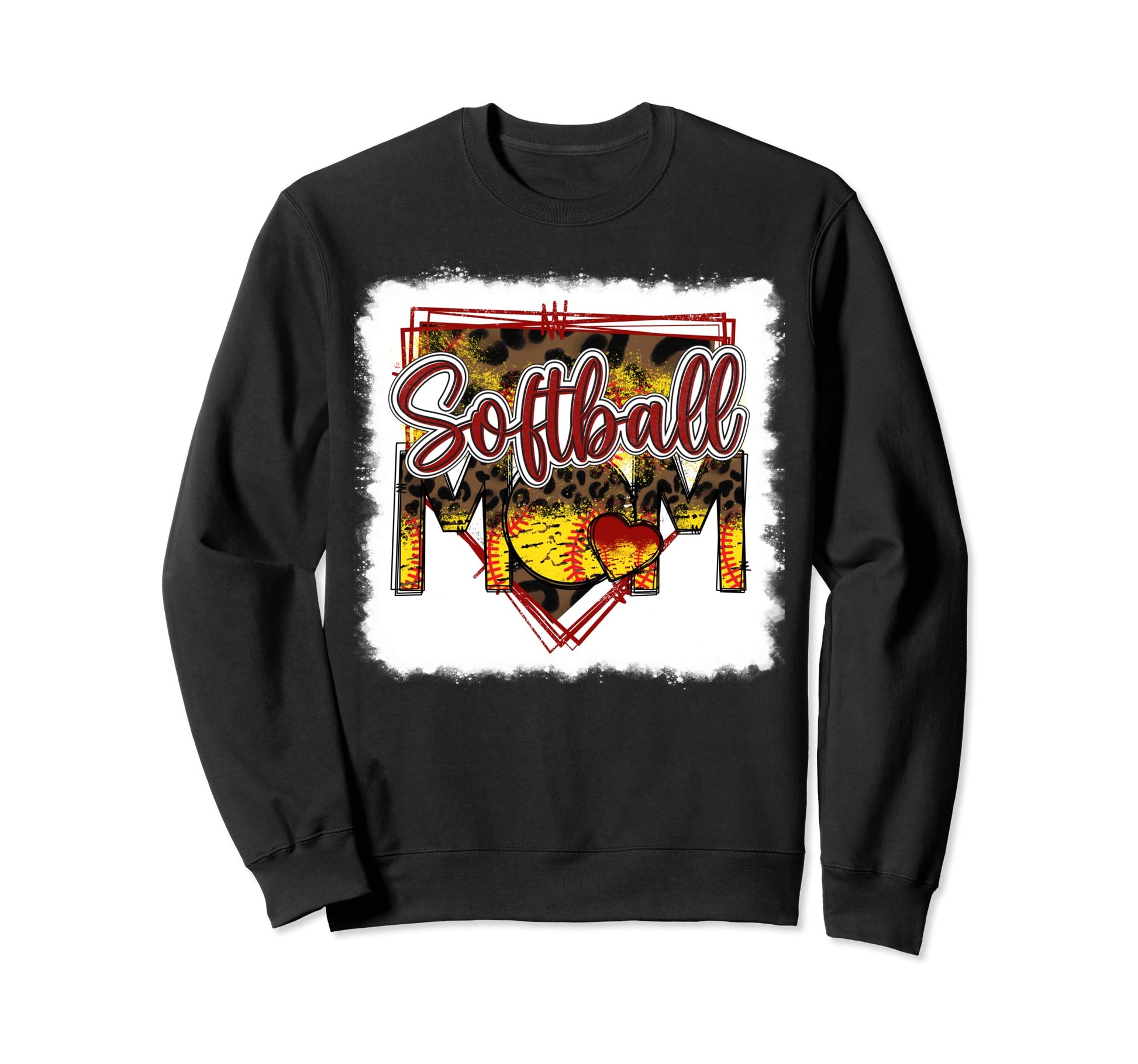 Bleached Softball Mom Leopard Funny Sweatshirt - Unique Graphic Men Women - T-Shirt, Sweatshirt, Hoodie