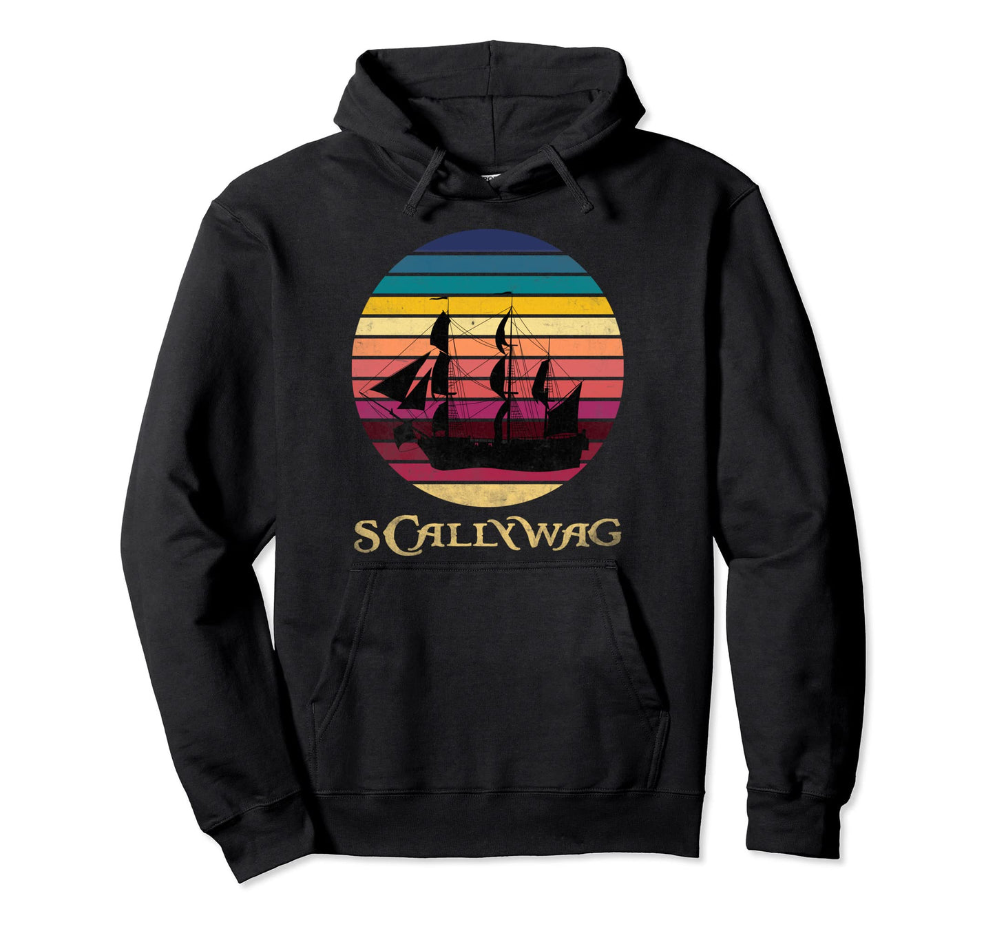 Pirate Scallywag Ship Stripe Sunset Hoodie - Trendy Graphic for Adults - T-Shirt, Sweatshirt, Hoodie
