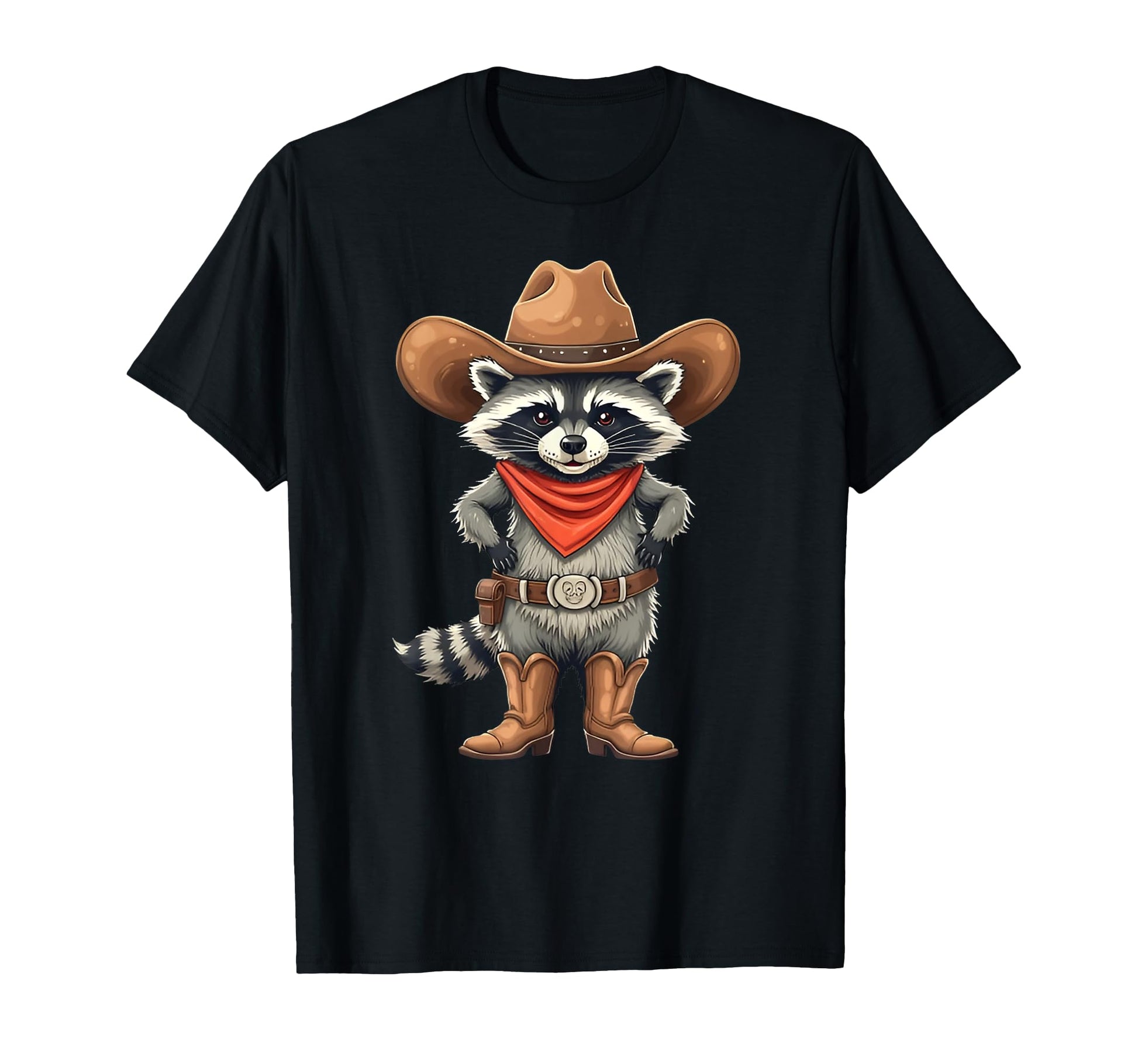 Raccoon Cowboy Cowgirl Western T-Shirt - Casual Everyday Wear Men Women - T-Shirt, Sweatshirt, Hoodie