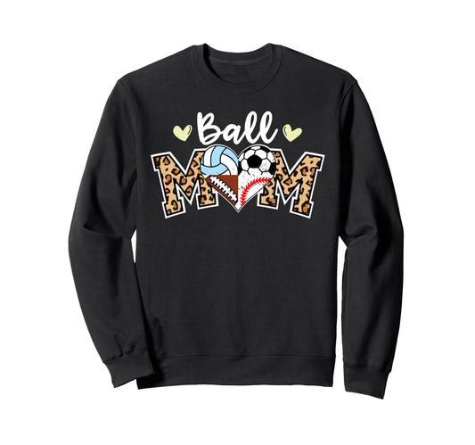 Ball Mom Leopard Soccer Football Sweatshirt - Custom Art Print Unisex - T-Shirt, Sweatshirt, Hoodie