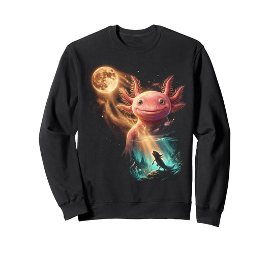 90S Axolotl Celestial Moon Y2K Sweatshirt - Aesthetic Graphic for Adults - T-Shirt, Sweatshirt, Hoodie