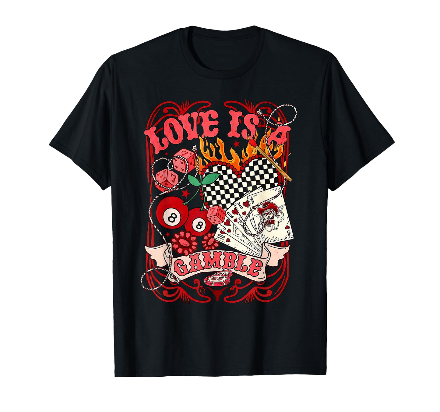 Love Is Cowboy Wild West Checkered Game T-Shirt - Novelty Apparel Unisex - T-Shirt, Sweatshirt, Hoodie