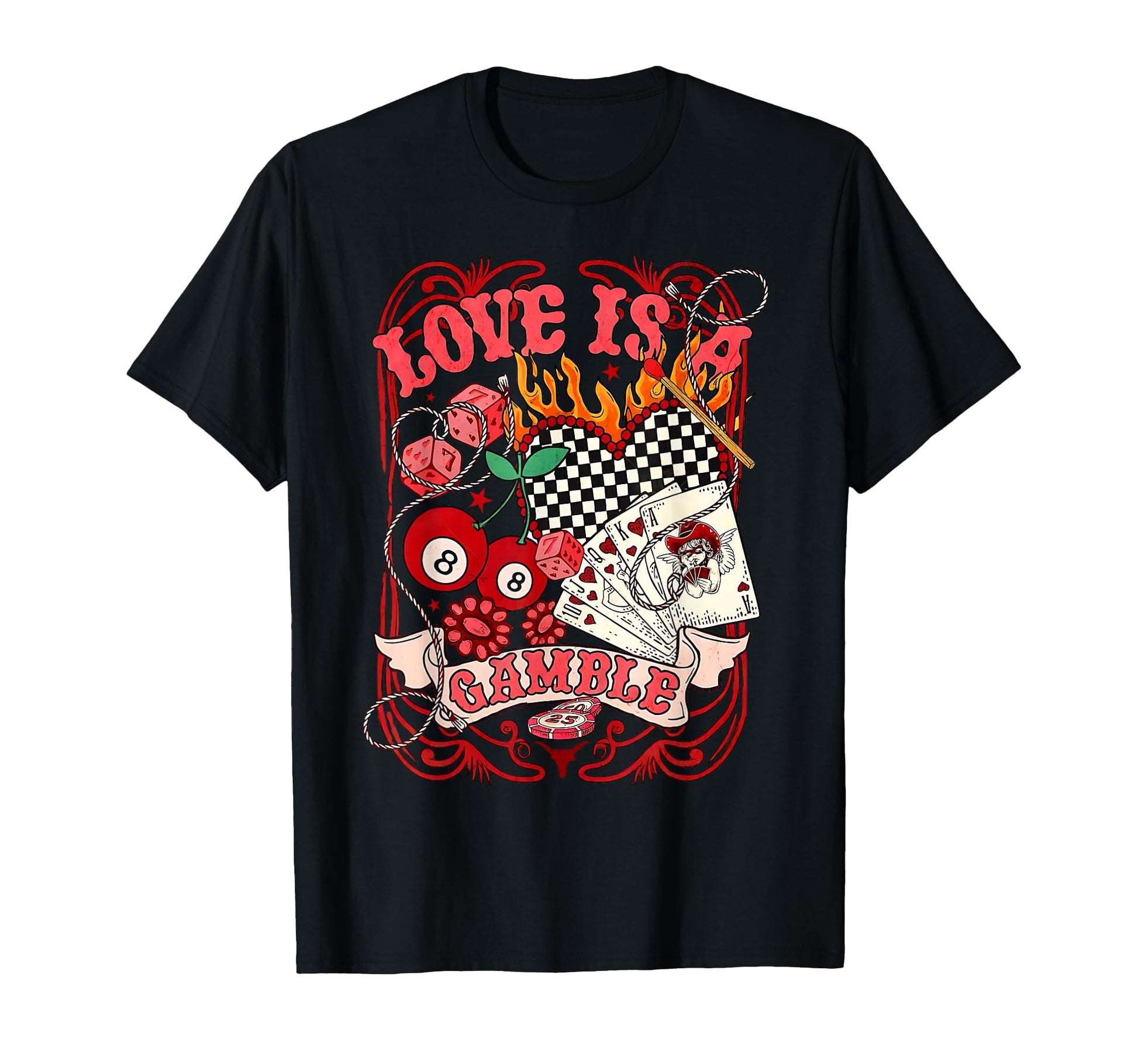 Love Is Cowboy Wild West Checkered Game T-Shirt - Novelty Apparel Unisex - T-Shirt, Sweatshirt, Hoodie